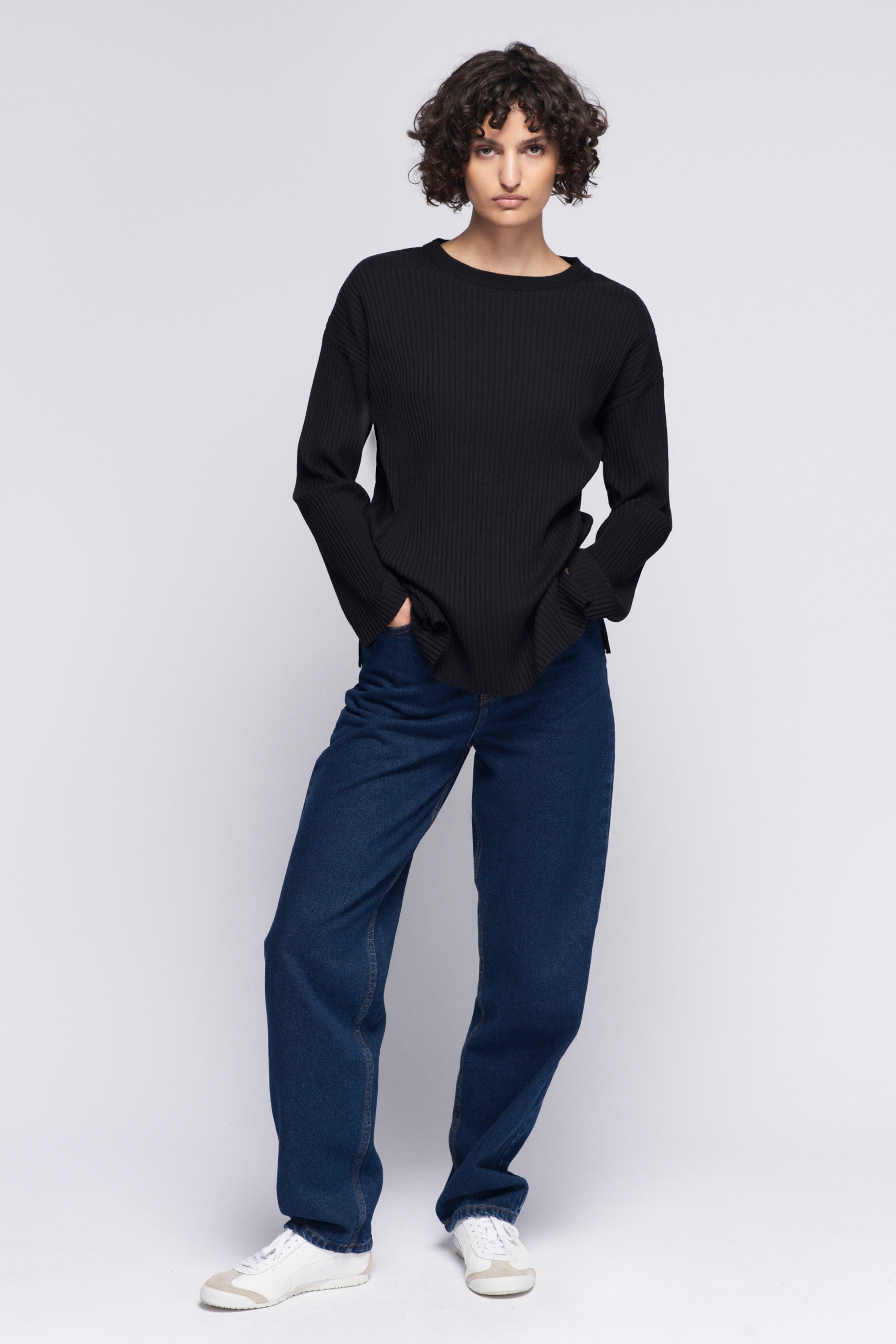 Women's Rib Longsleeve in Black sold by Kotn