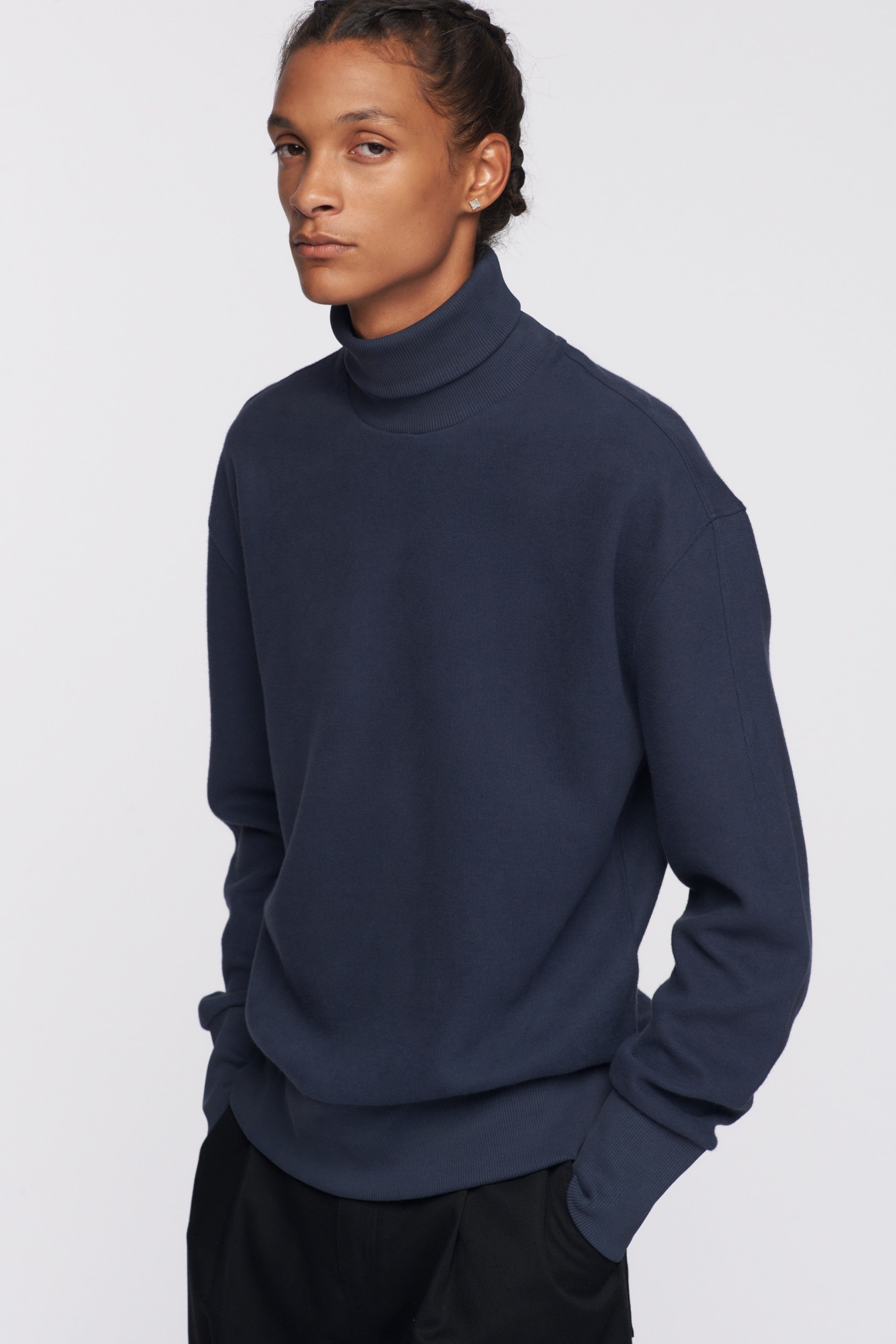 Men's Turtleneck Sweatshirt in Night Blue sold by Kotn product image thumbnail 2
