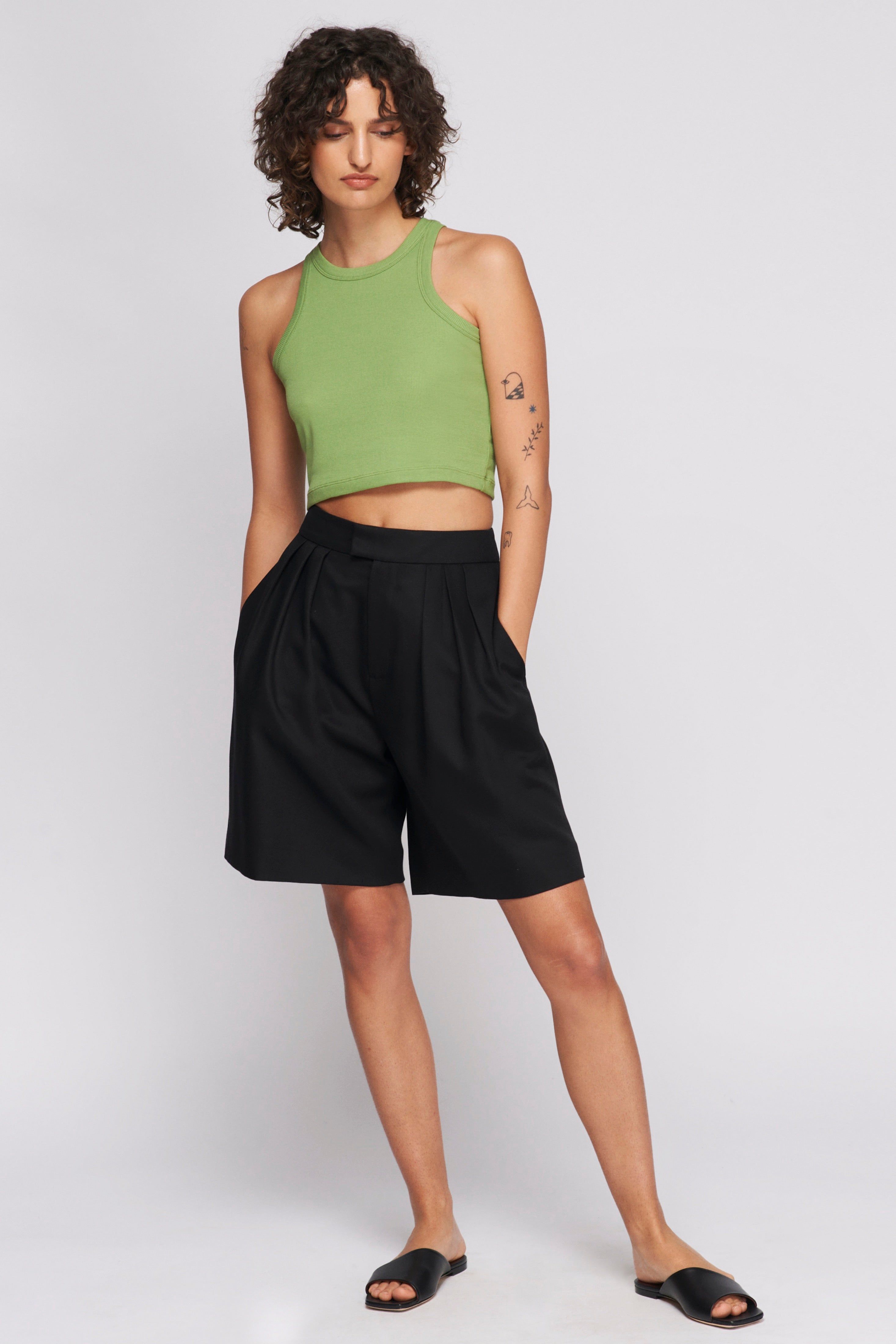 Women's Crop Racer Tank in Faded Apple sold by Kotn