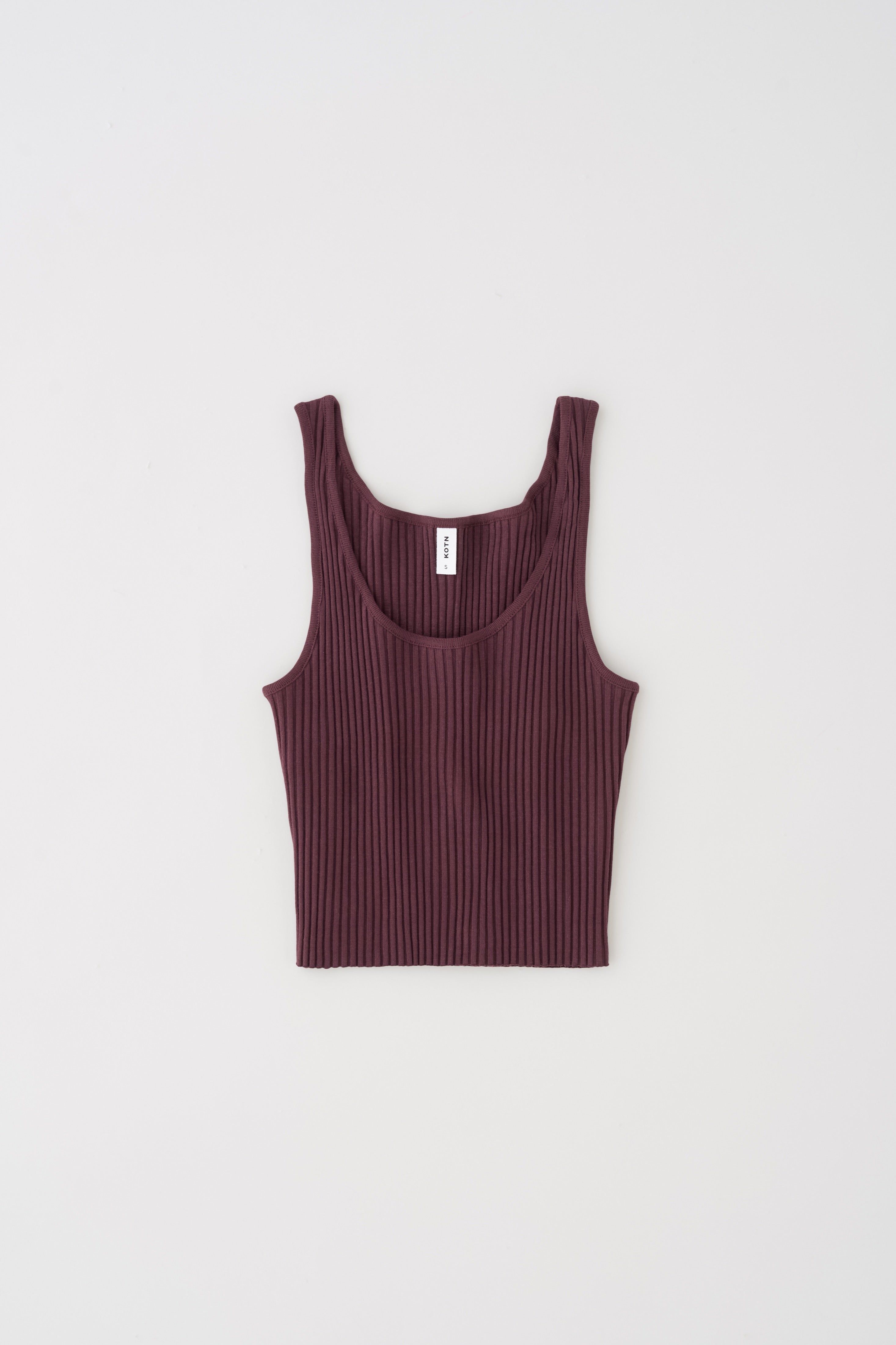 Women's Rib Crop Tank in Cabernet sold by Kotn product image thumbnail 5