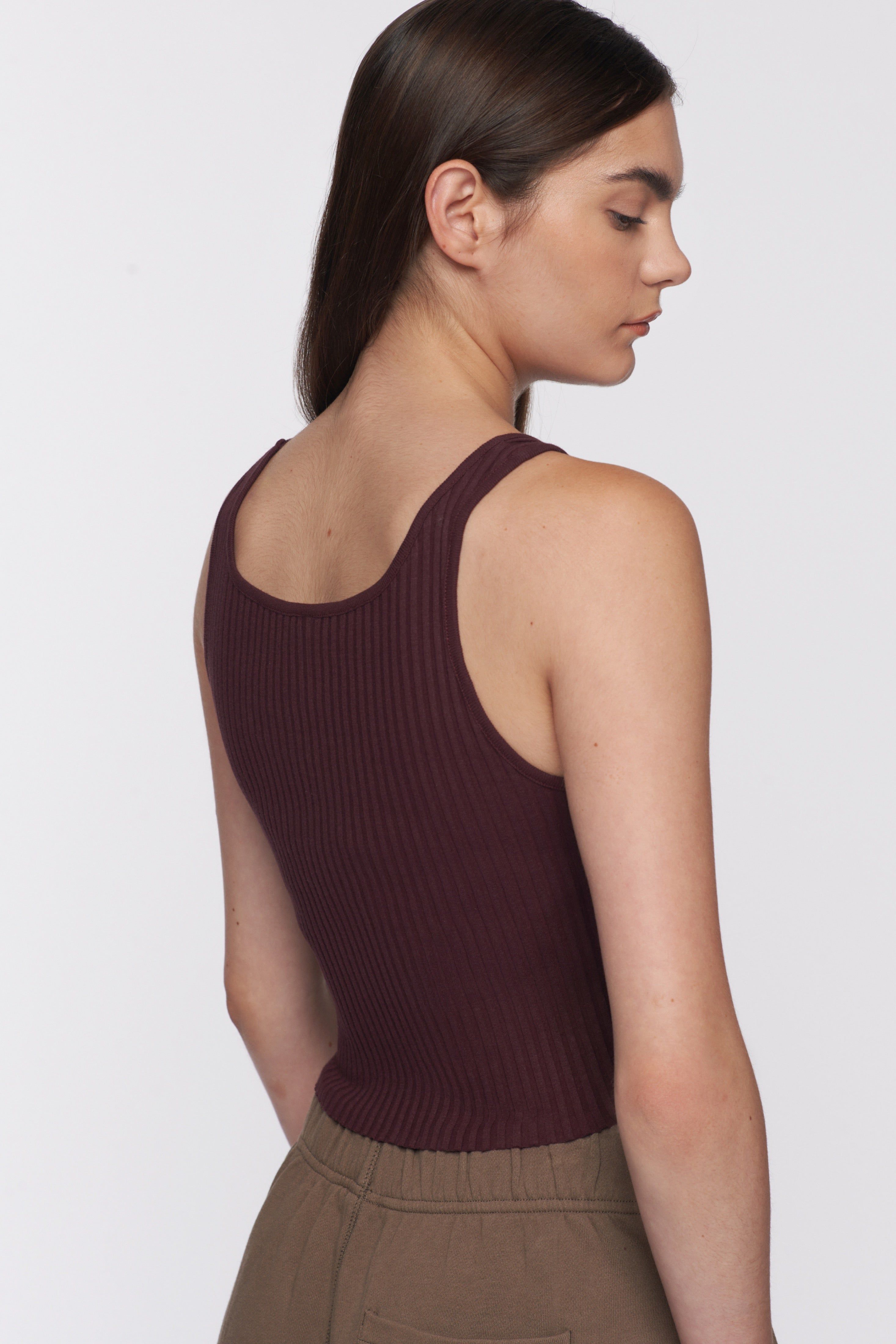 Women's Rib Crop Tank in Cabernet sold by Kotn product image thumbnail 3
