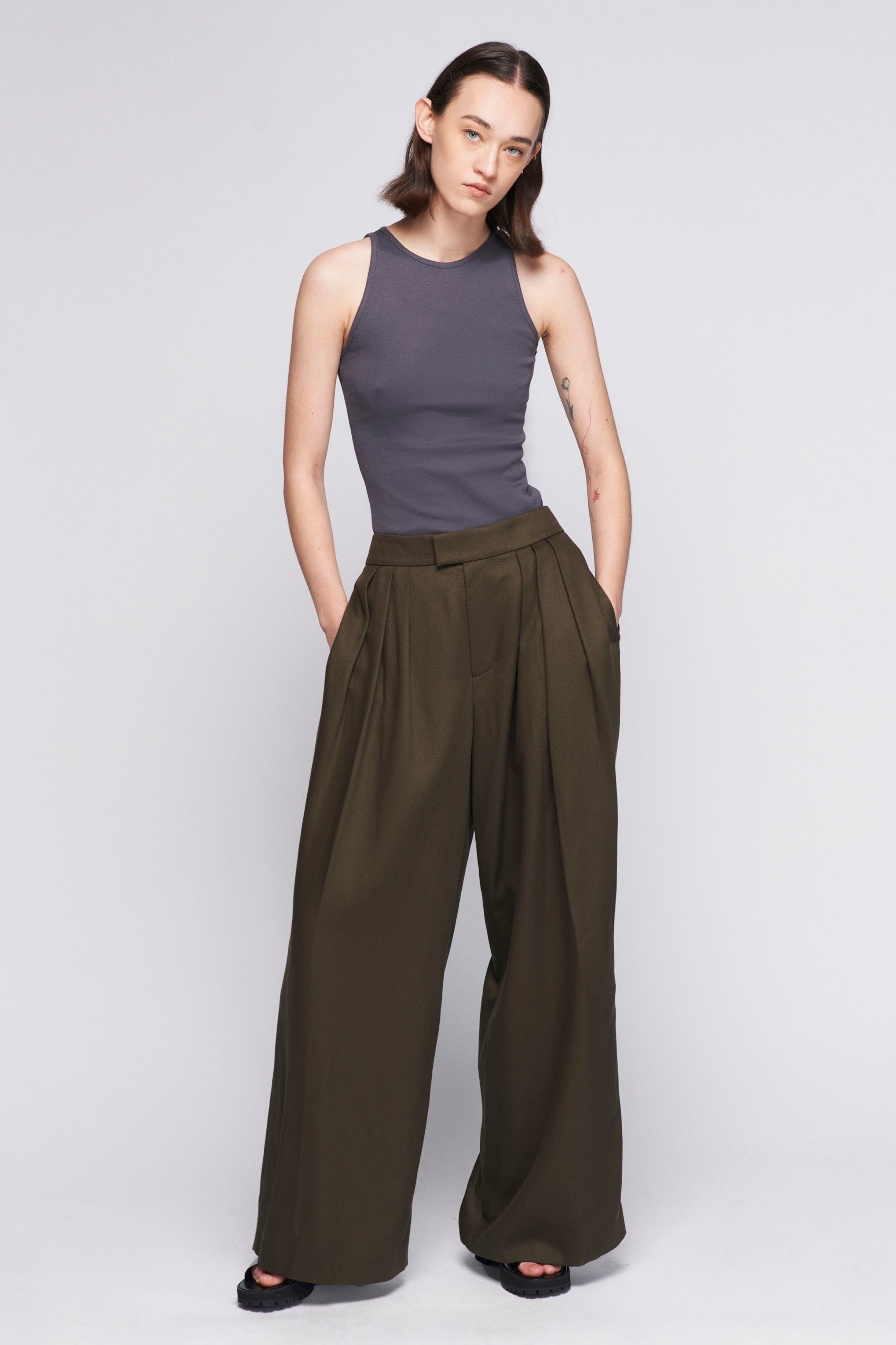 Women's High Neck Tank in Iron sold by Kotn