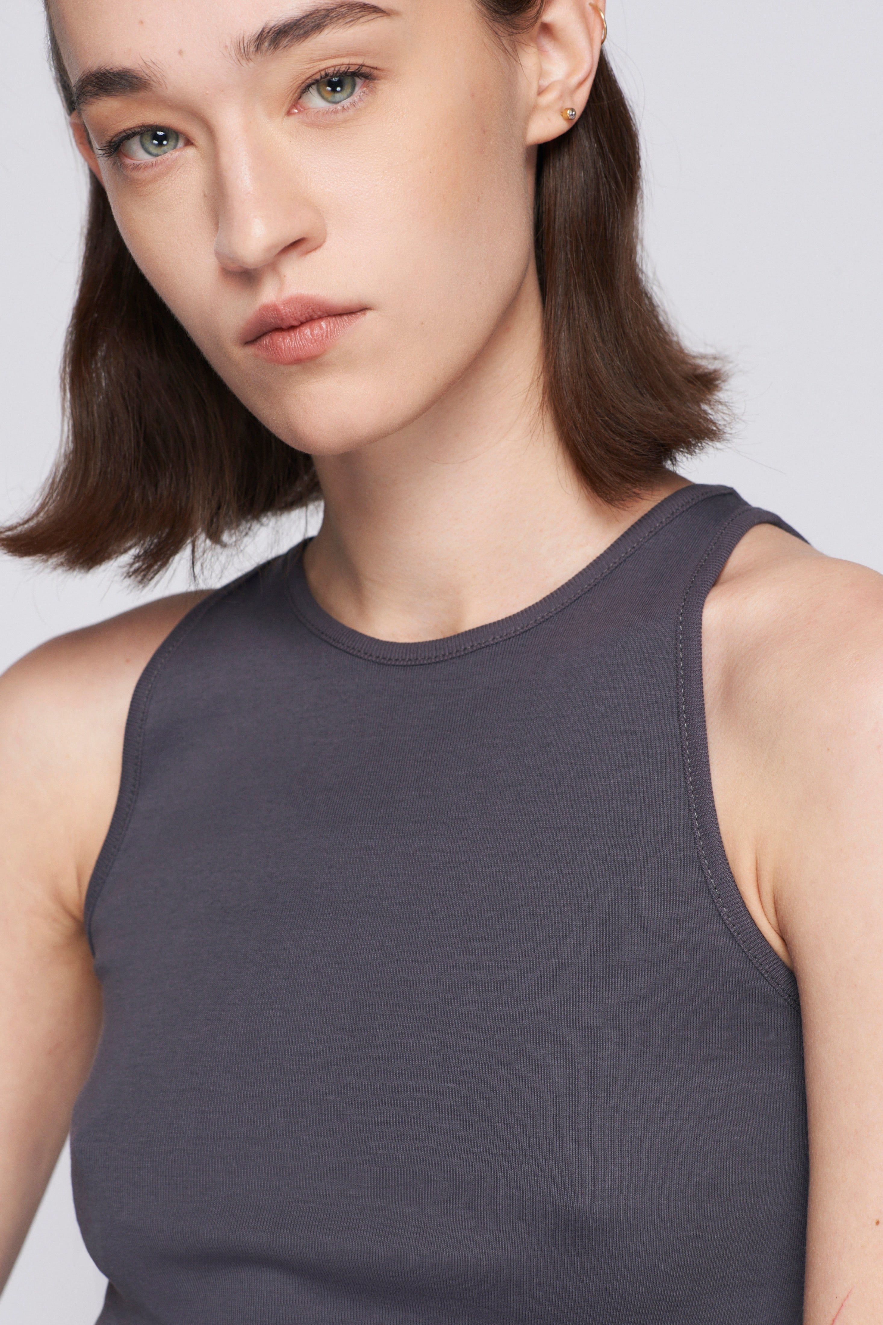 Women's High Neck Tank in Iron sold by Kotn product image thumbnail 4