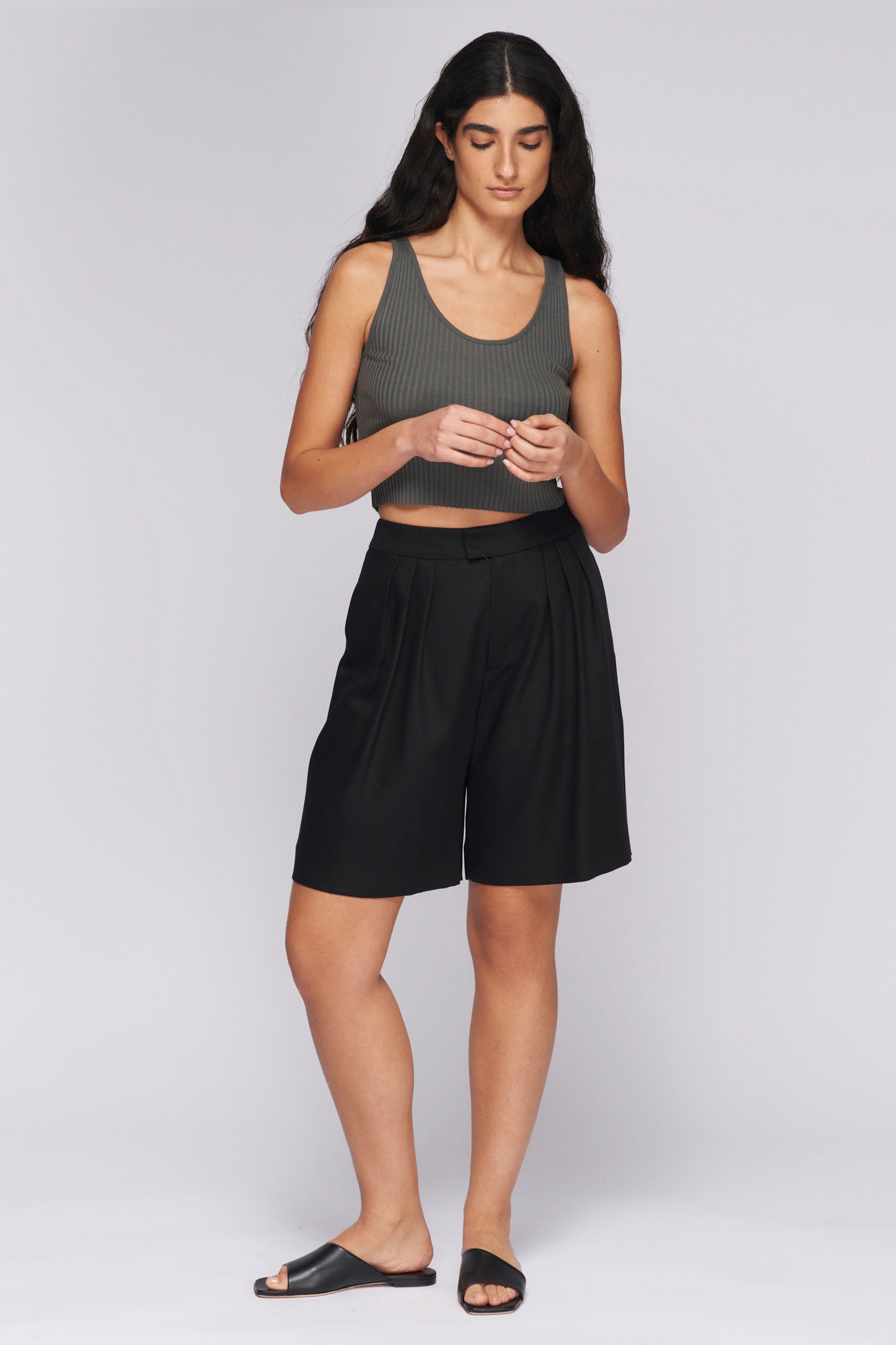 Women's Rib Crop Tank in Seaweed sold by Kotn