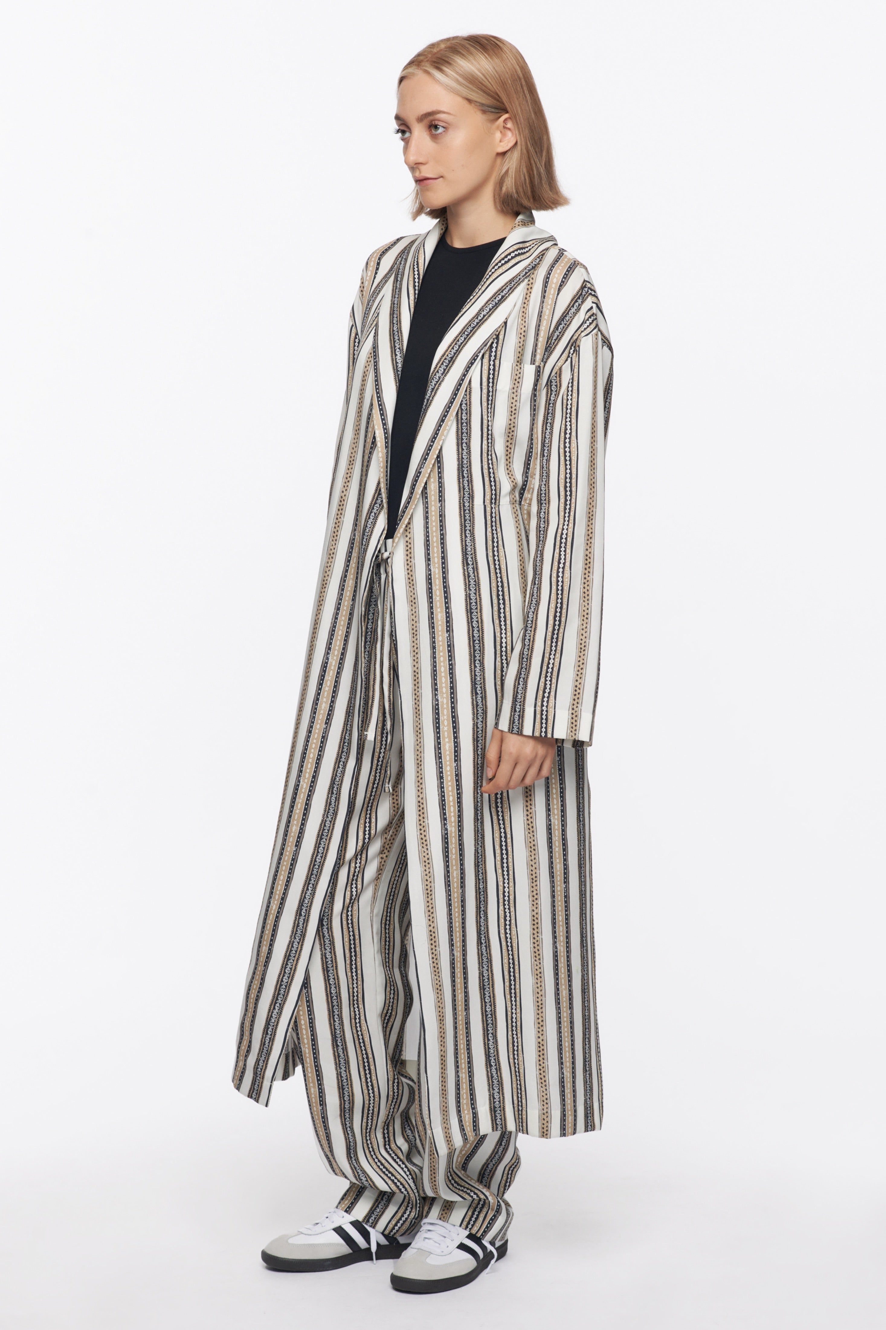 Unisex Robe in Algerian Stripe sold by Kotn