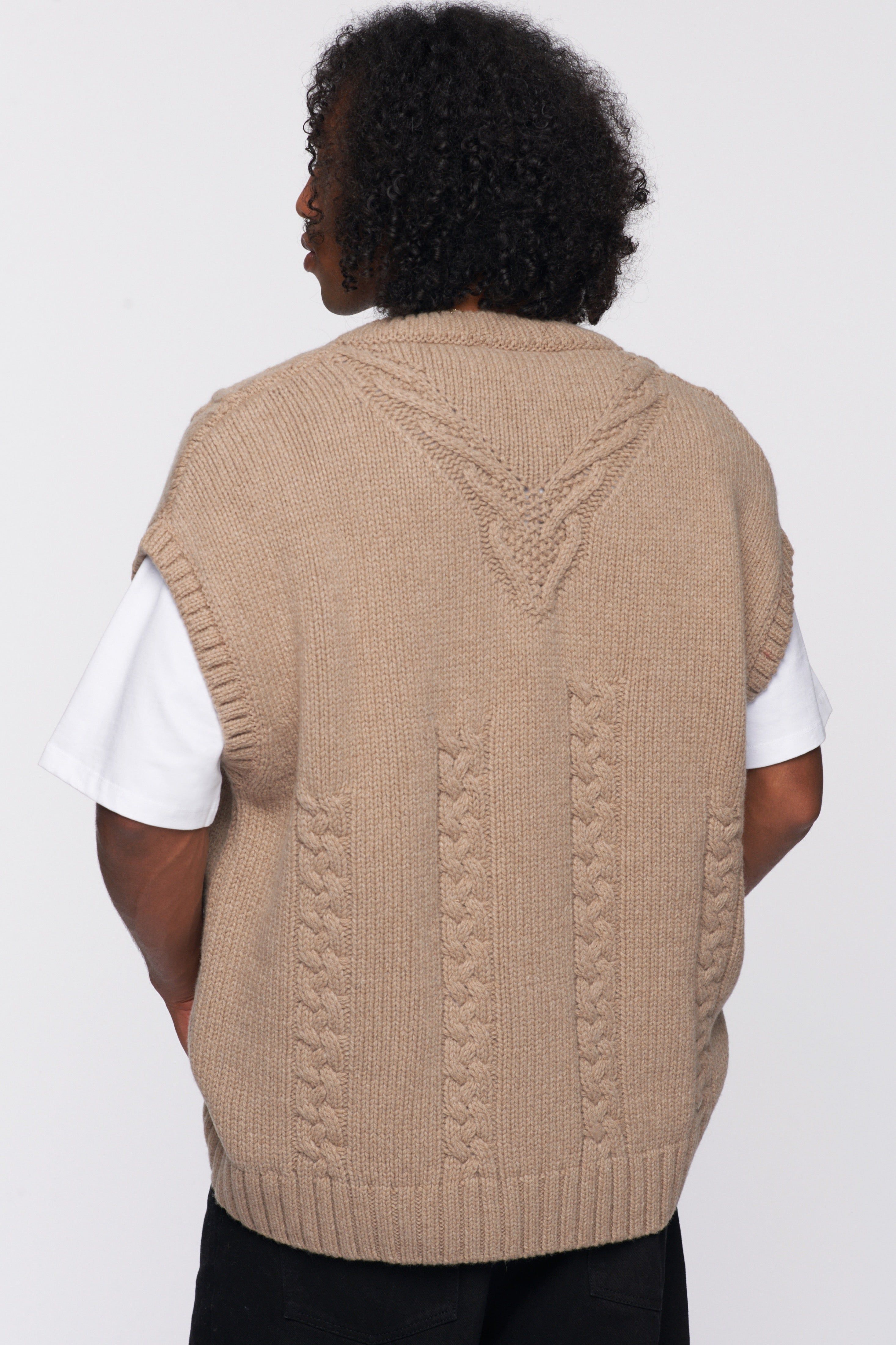 Unisex Cable Knit Vest in Porcini Melange sold by Kotn product image thumbnail 5