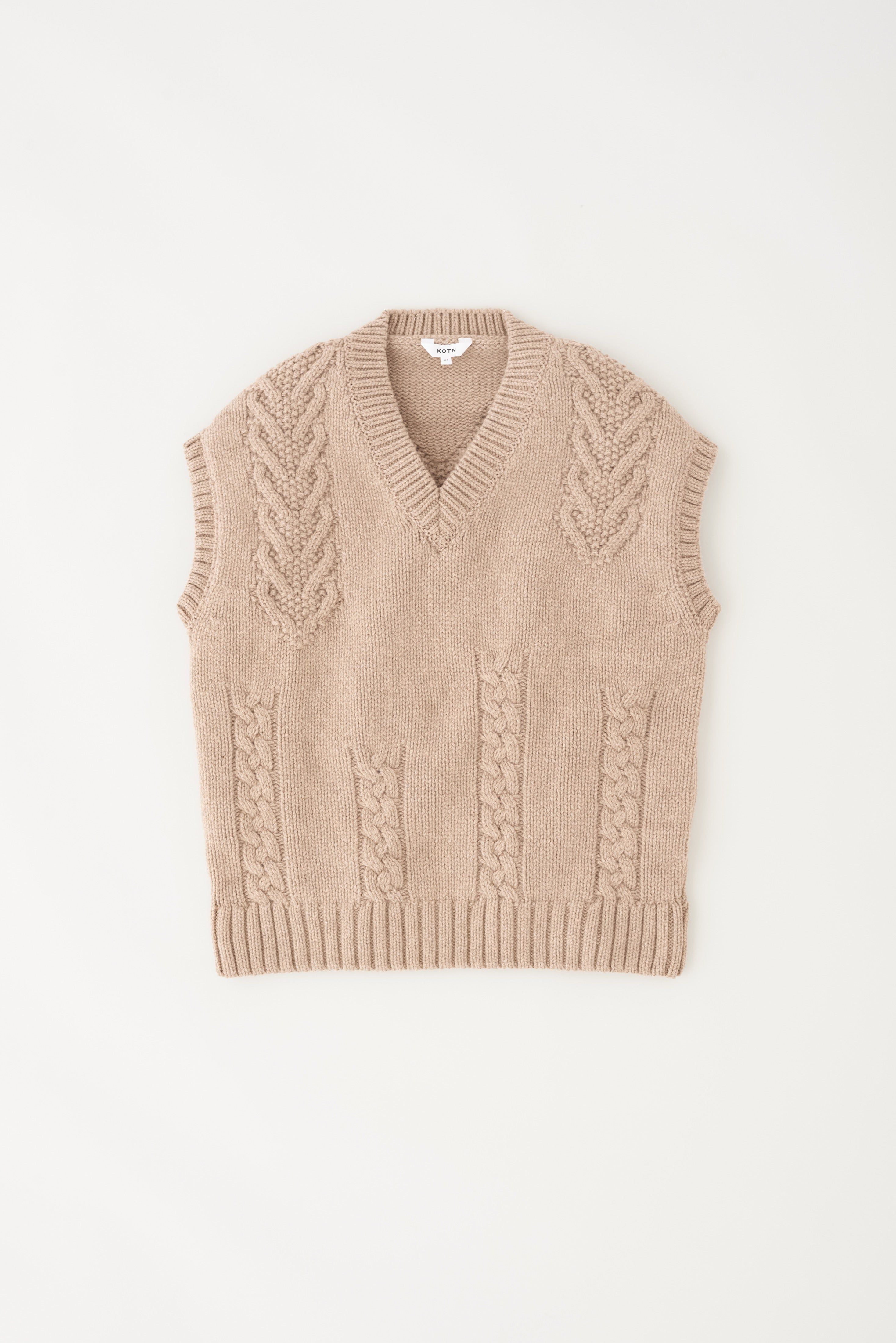 Unisex Cable Knit Vest in Porcini Melange sold by Kotn product image thumbnail 7