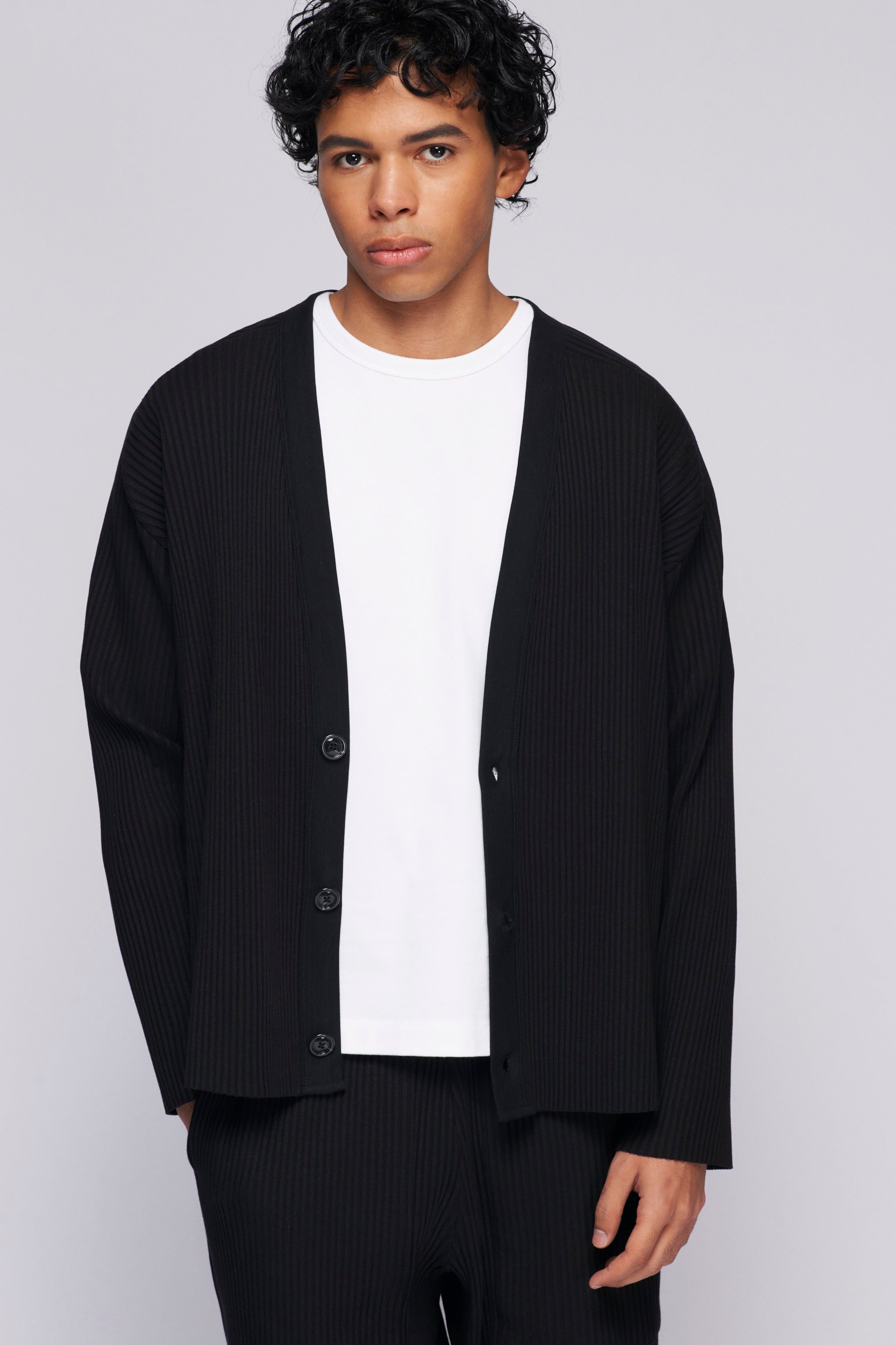 Unisex Rib Cardigan in Black sold by Kotn product image thumbnail 4