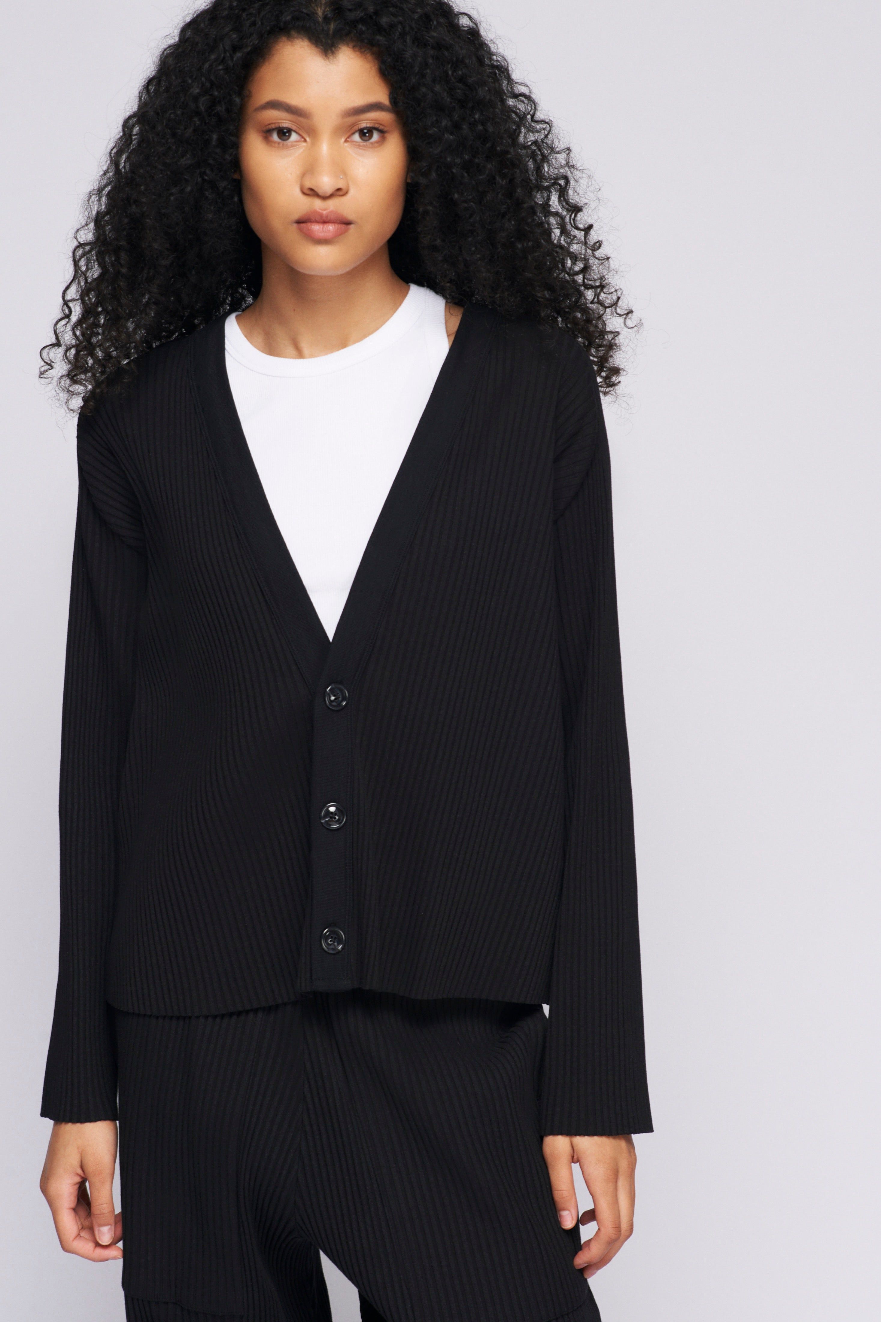 Unisex Rib Cardigan in Black sold by Kotn product image thumbnail 3