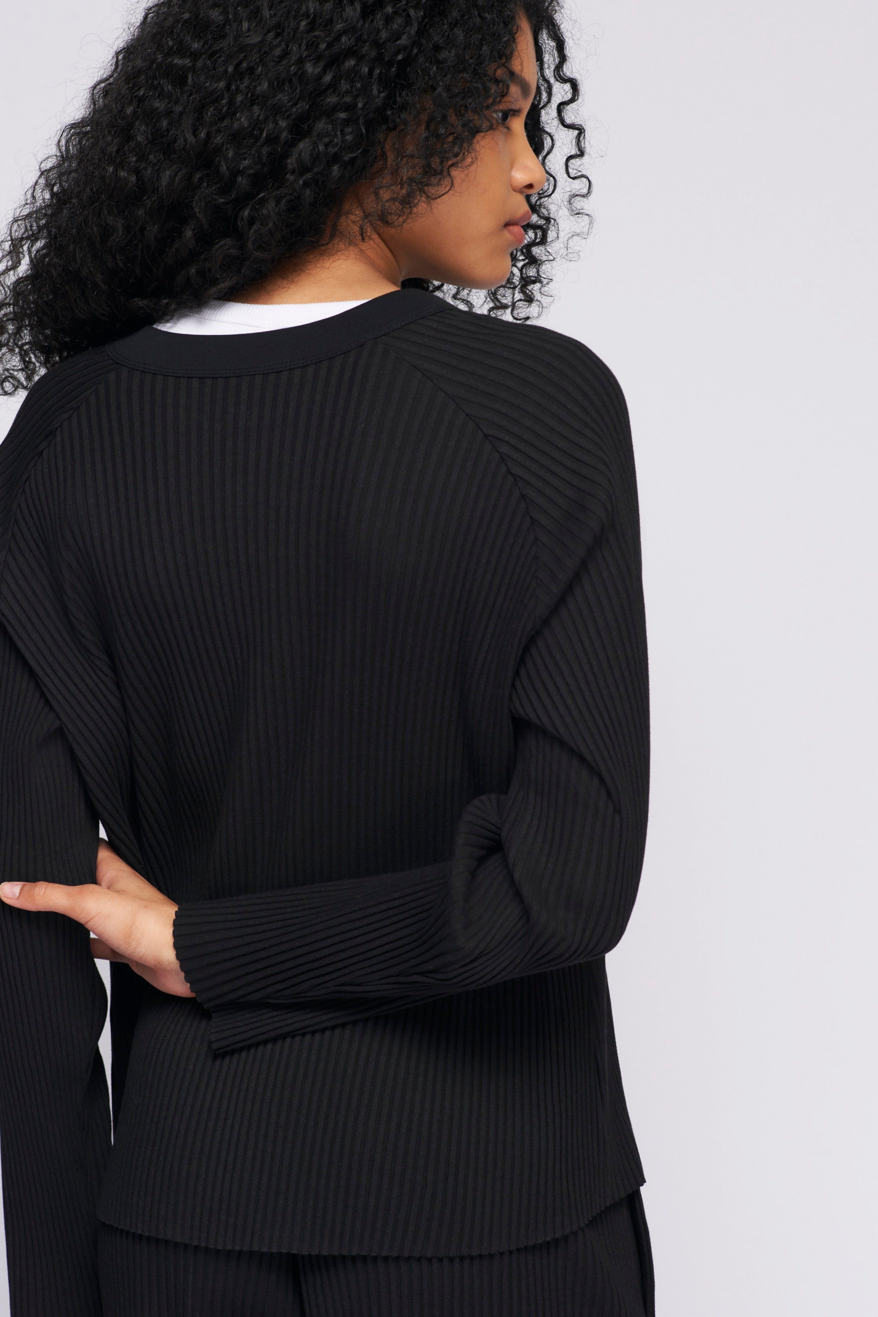 Unisex Rib Cardigan in Black sold by Kotn product image thumbnail 5