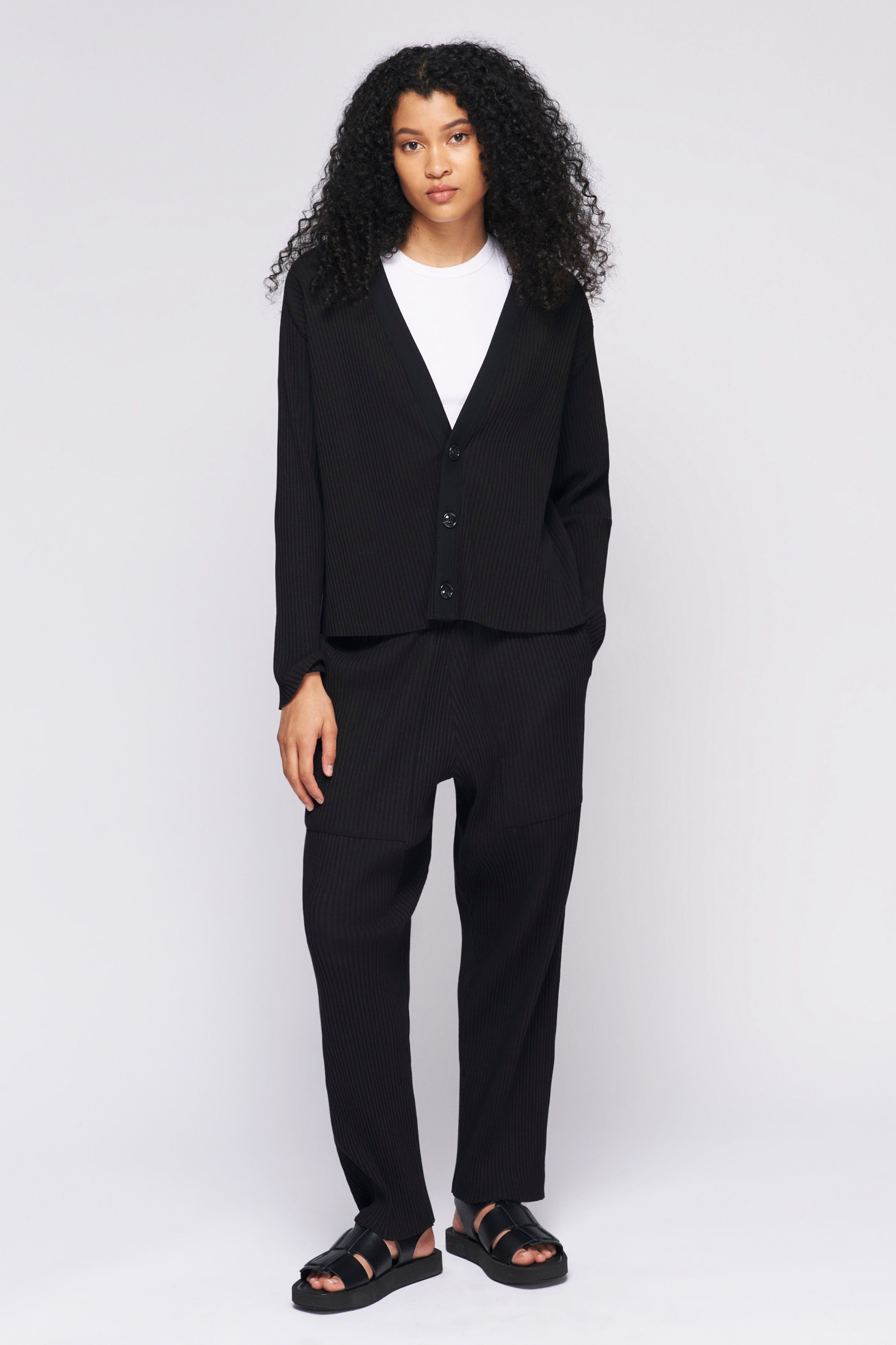 Unisex Rib Cardigan in Black sold by Kotn