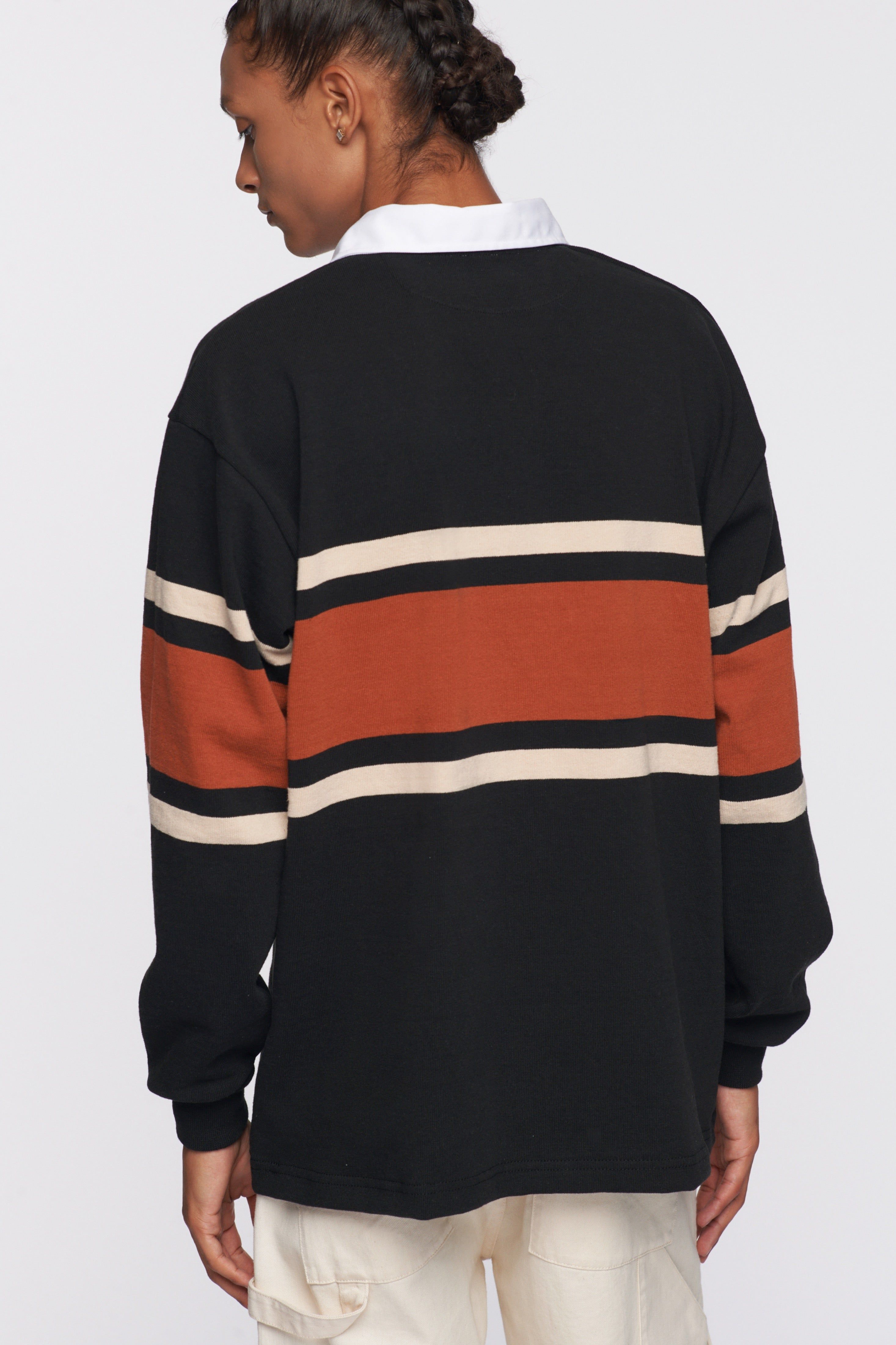 Men's Barbarian Rugby Shirt in Black/Rust Stripe sold by Kotn product image thumbnail 4
