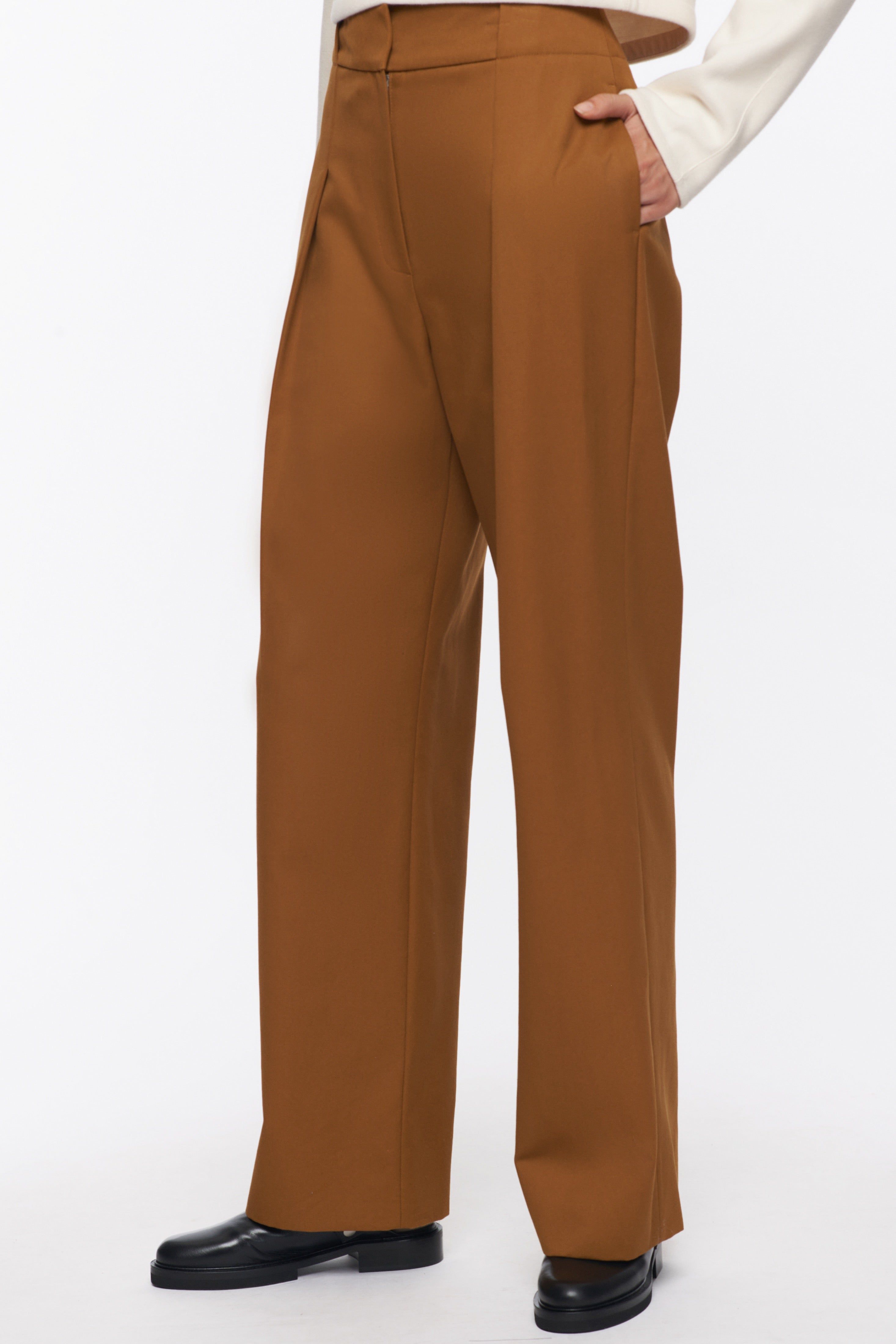 Women's Pleated Panel Trouser in Ochre sold by Kotn product image thumbnail 2
