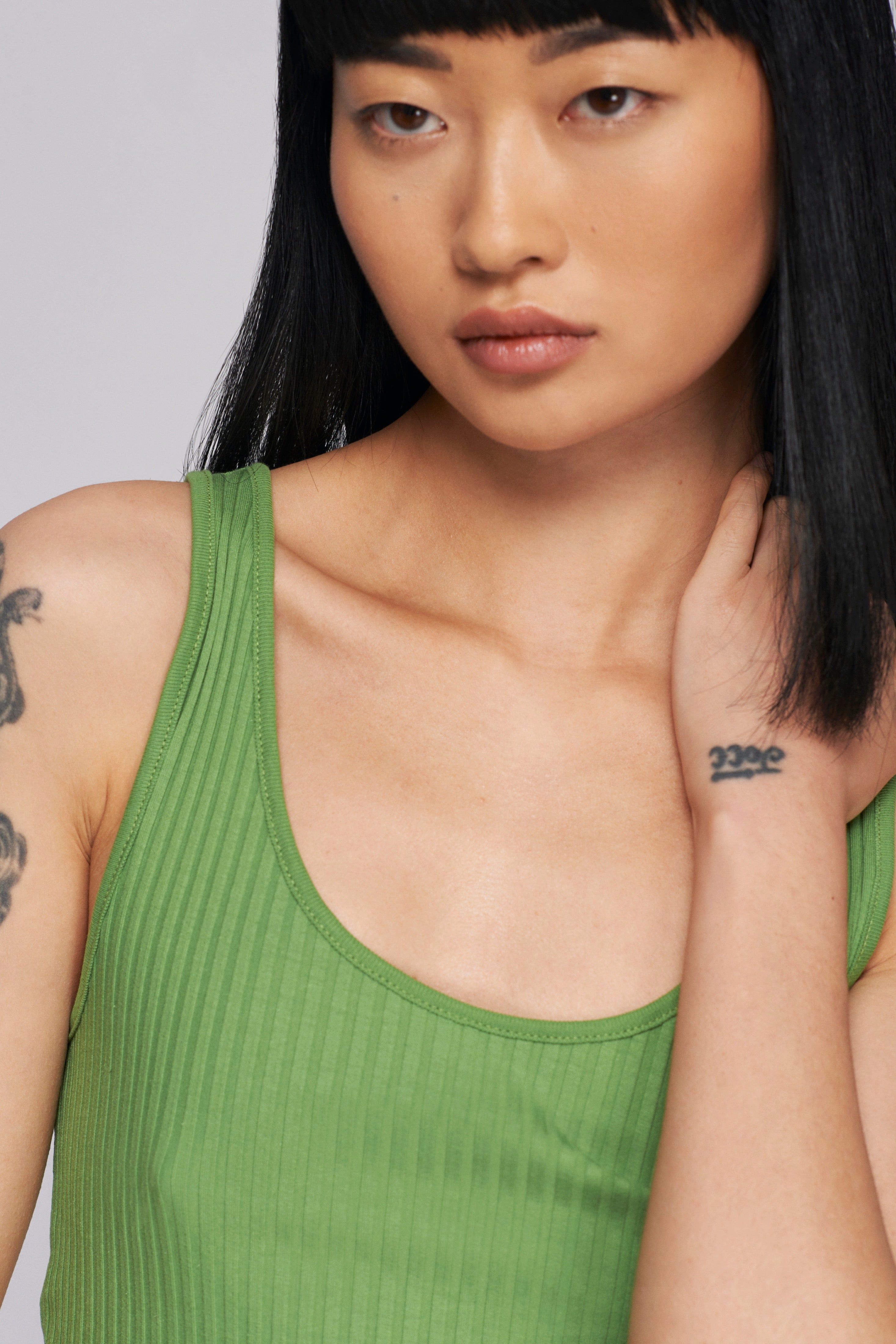 Women's Rib Crop Tank in Faded Apple sold by Kotn product image thumbnail 4