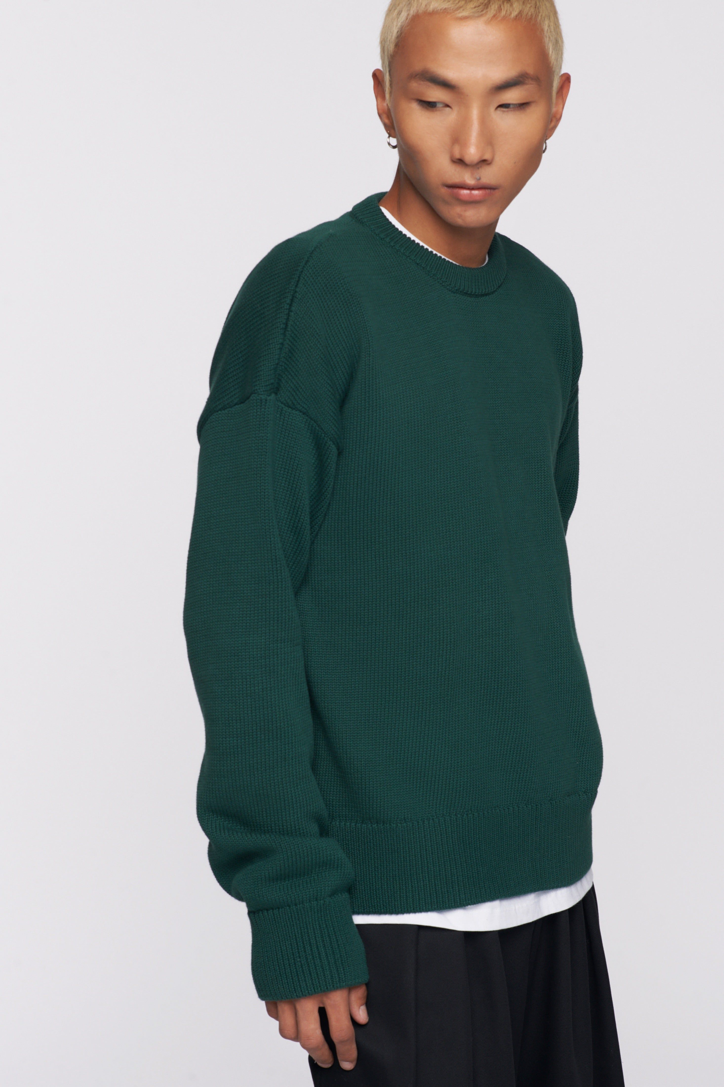 Men's Crew Sweater in Emerald sold by Kotn product image thumbnail 2