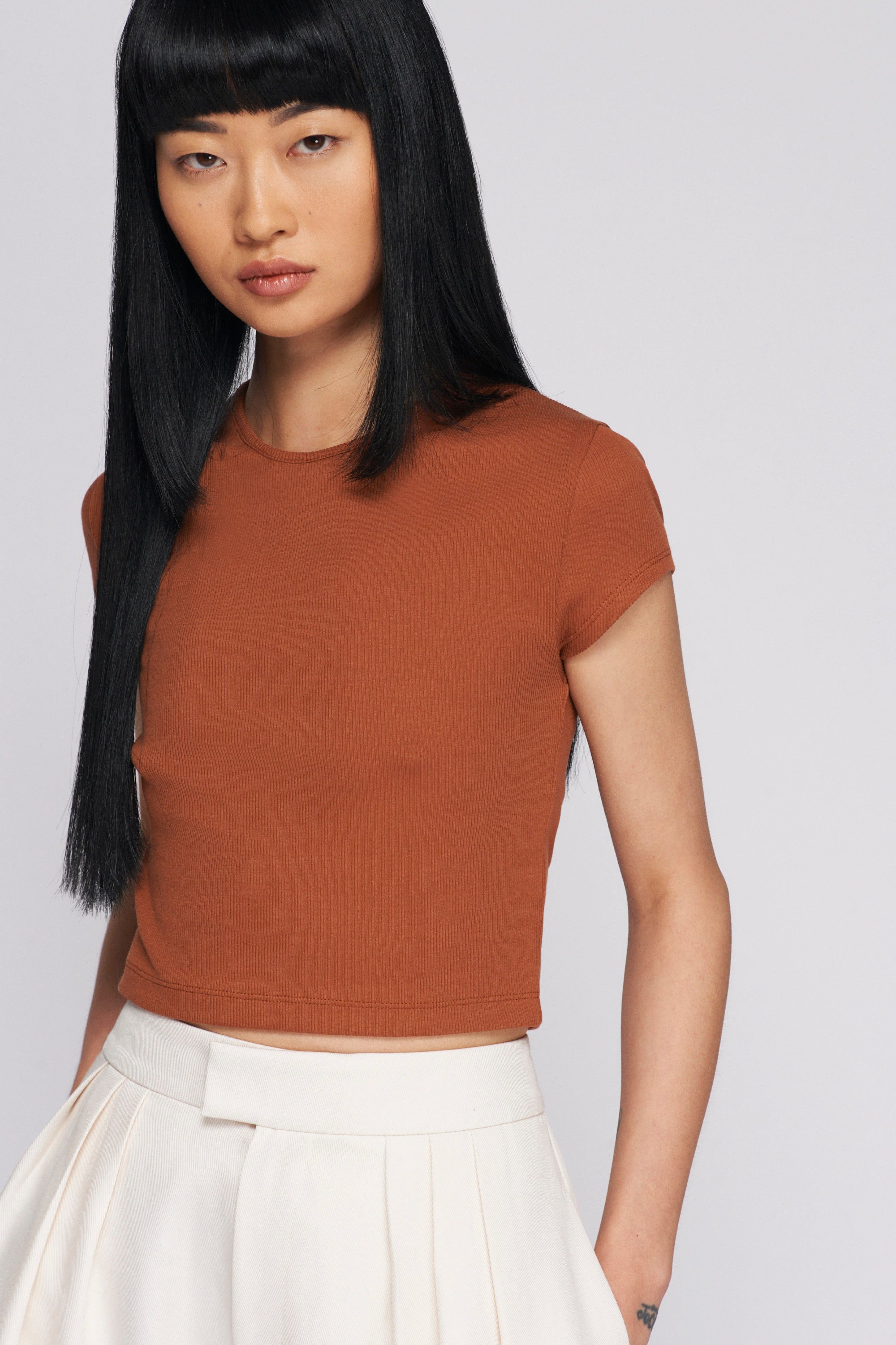 Women's Crop 90s Tee in Terracotta sold by Kotn product image thumbnail 2