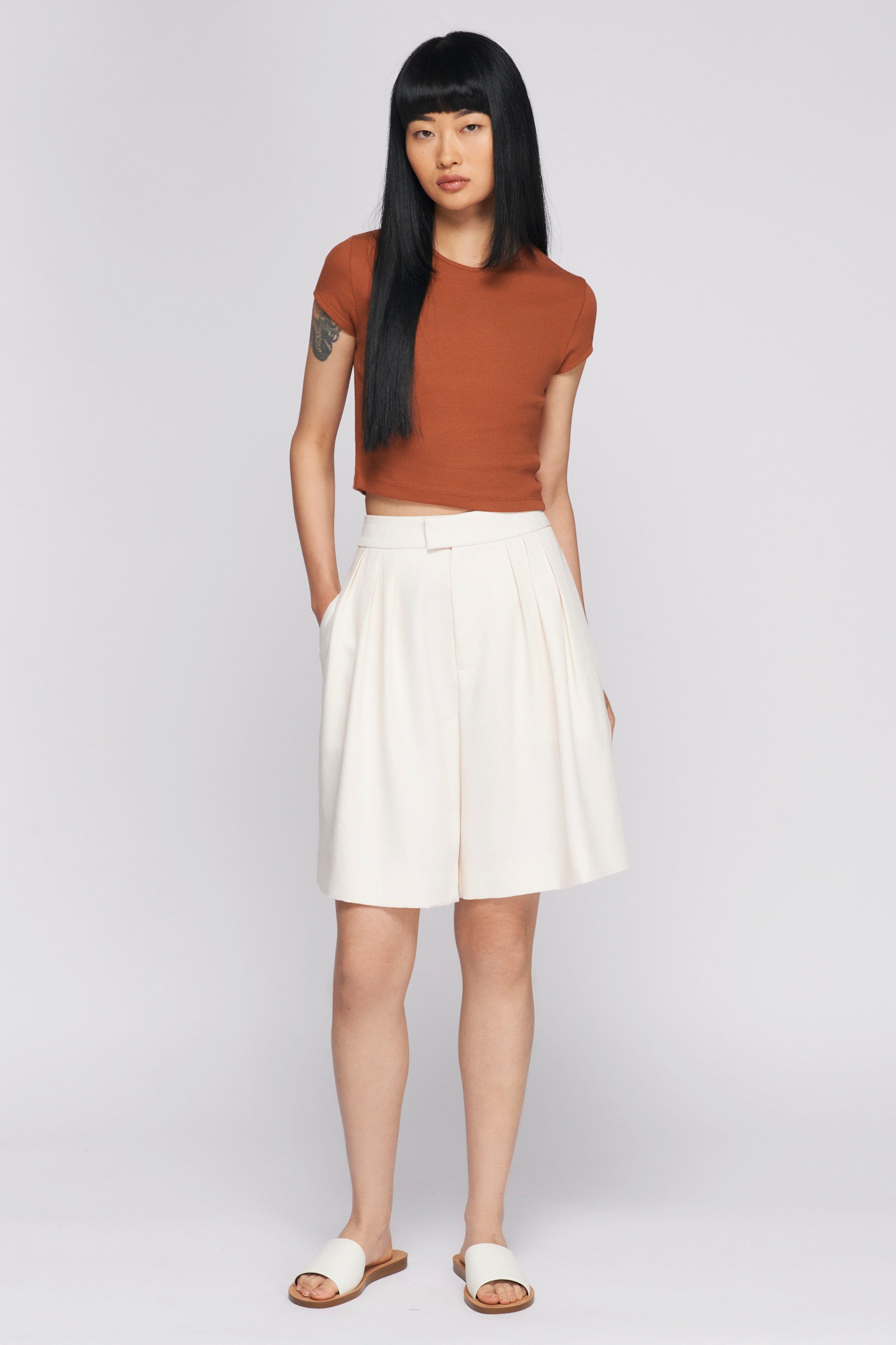 Women's Crop 90s Tee in Terracotta sold by Kotn