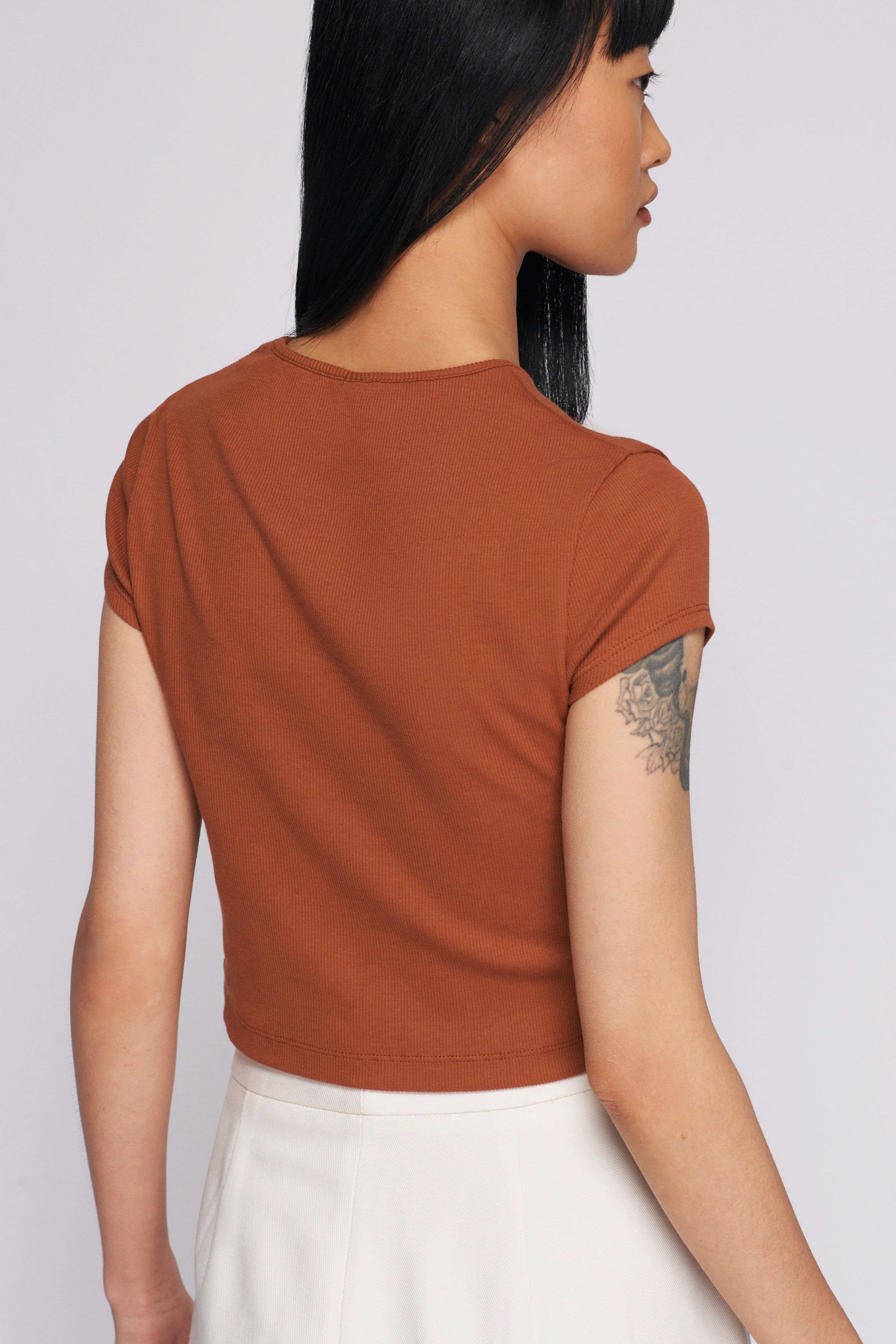 Women's Crop 90s Tee in Terracotta sold by Kotn product image thumbnail 3