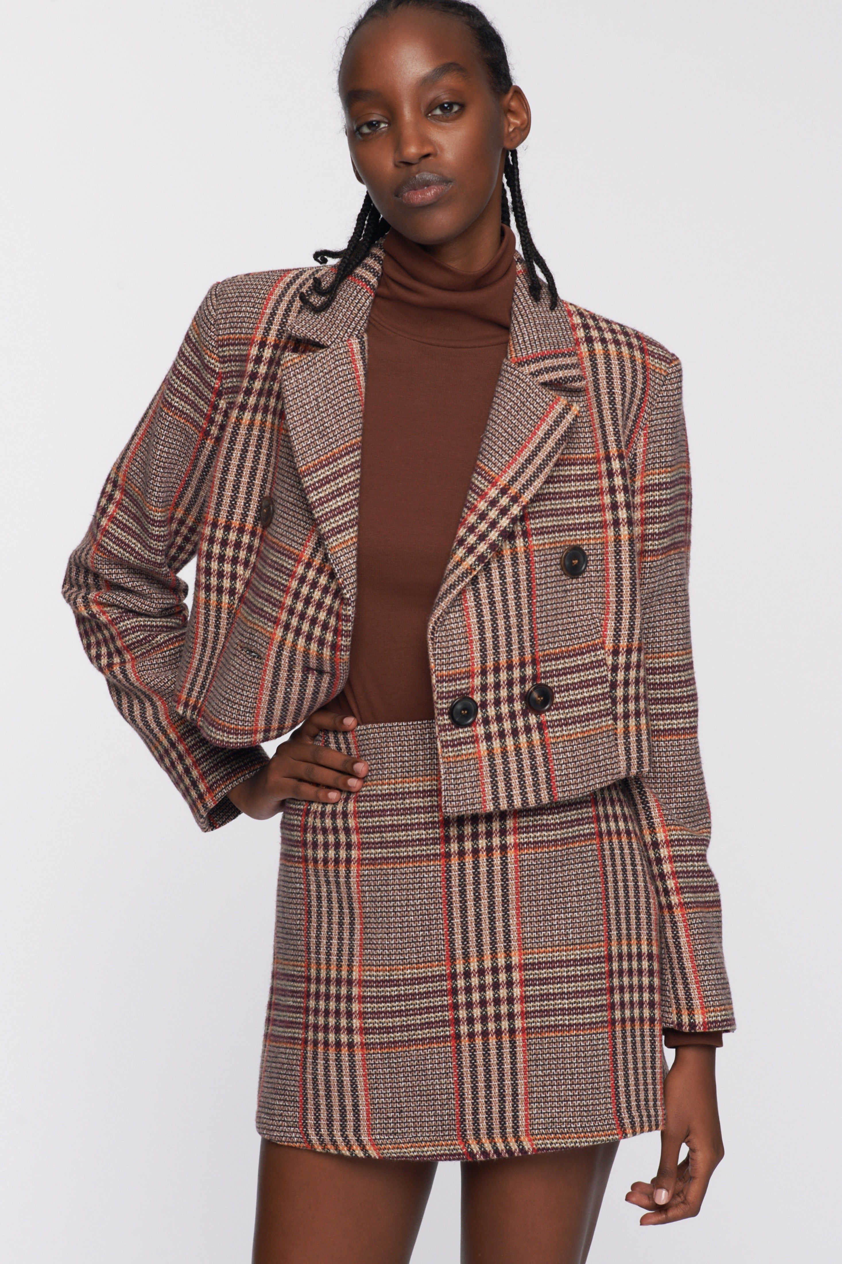Women's Cropped Jacket in Pine Bark Plaid sold by Kotn product image thumbnail 2