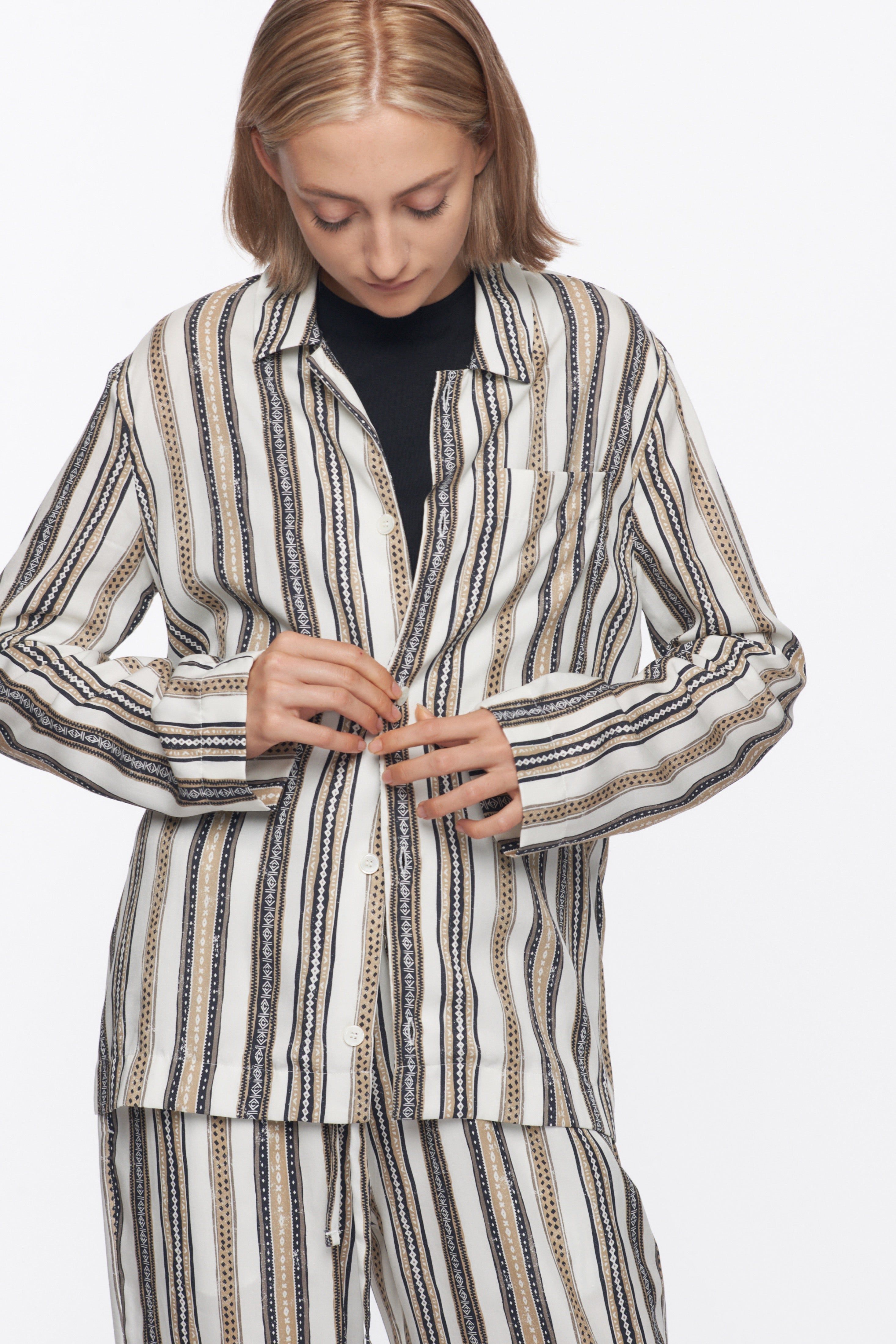 Unisex Pyjama Top in Algerian Stripe sold by Kotn product image thumbnail 3