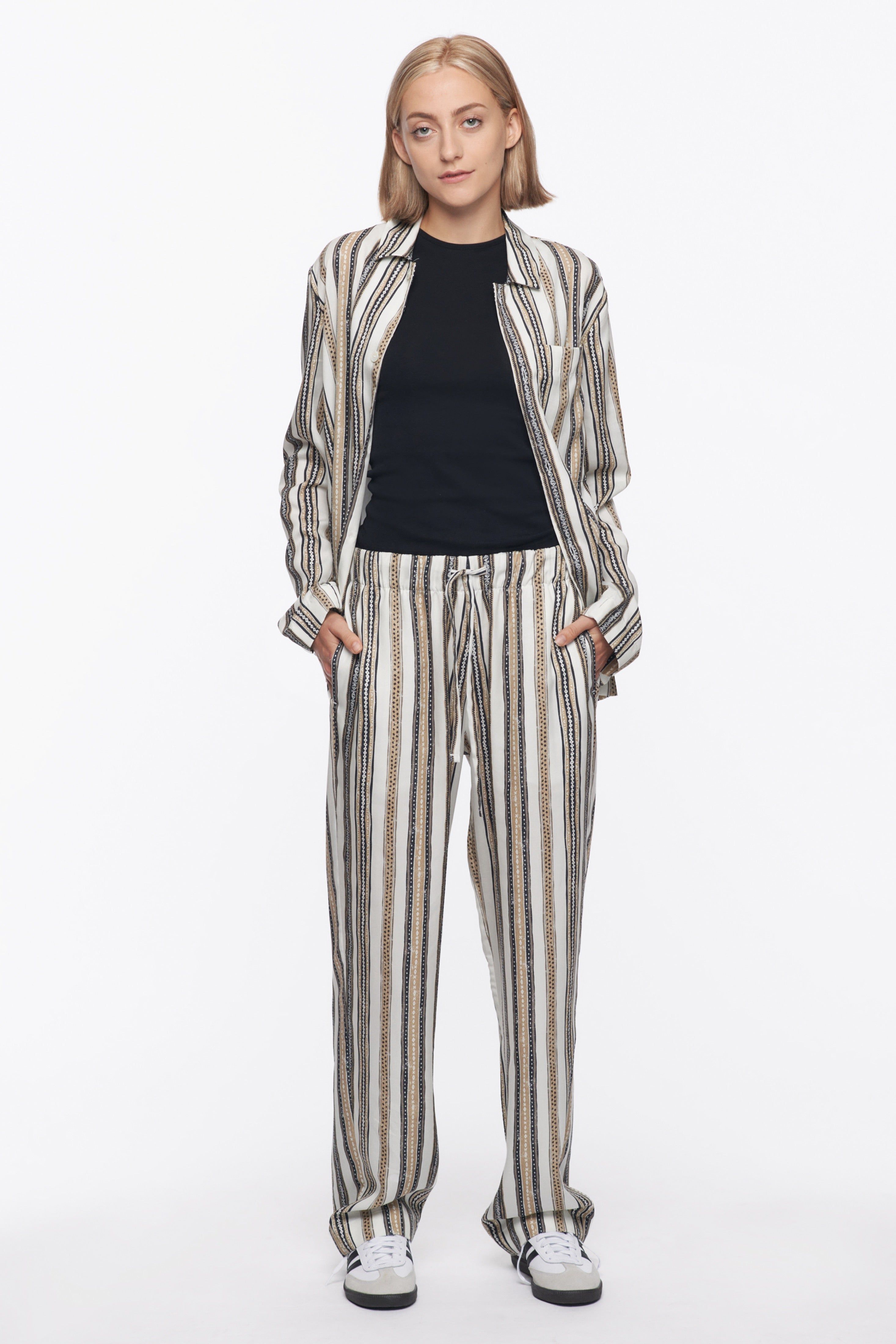 Unisex Pyjama Top in Algerian Stripe sold by Kotn