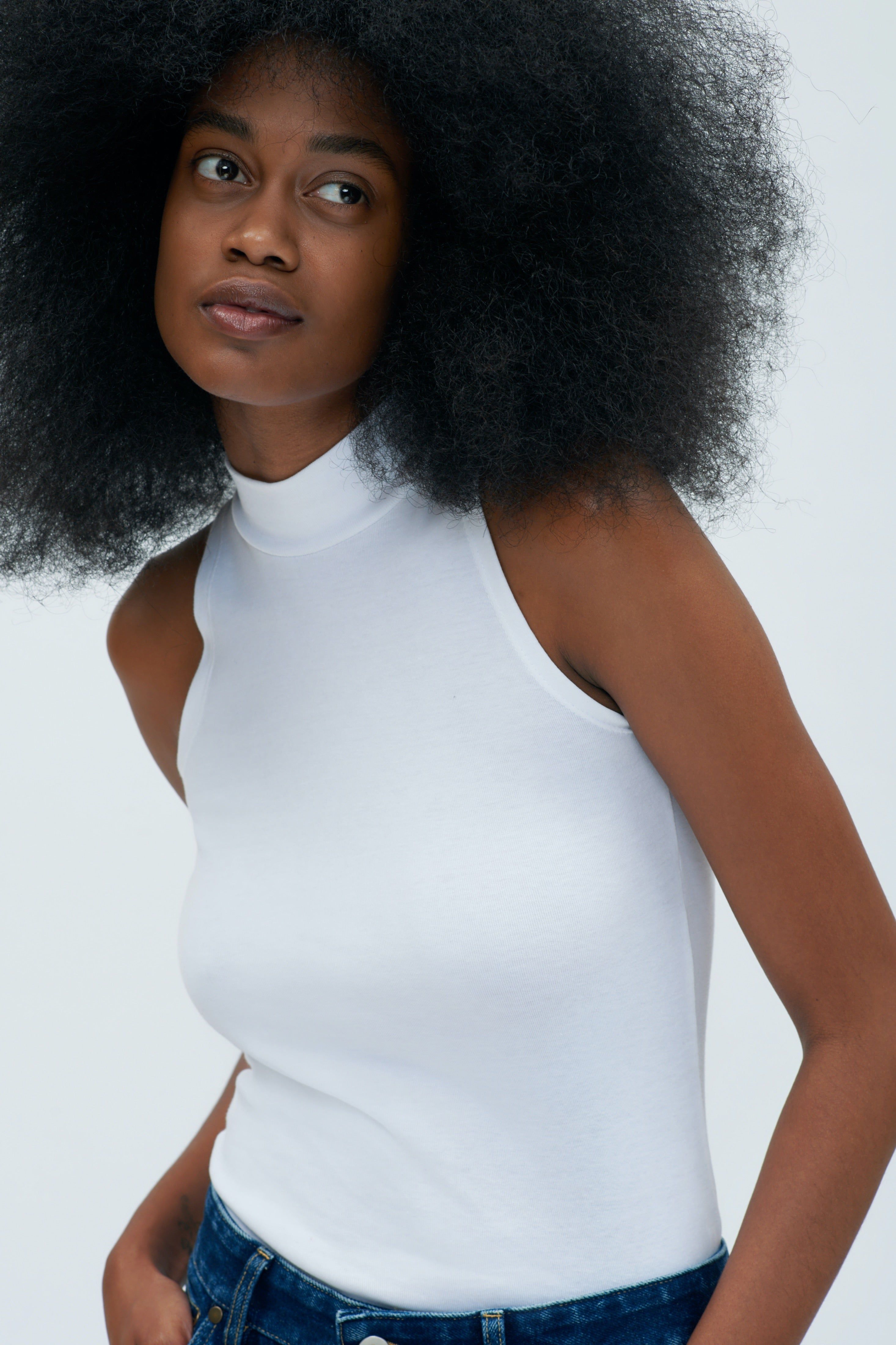 Mock Neck Tank in White sold by Kotn product image thumbnail 3