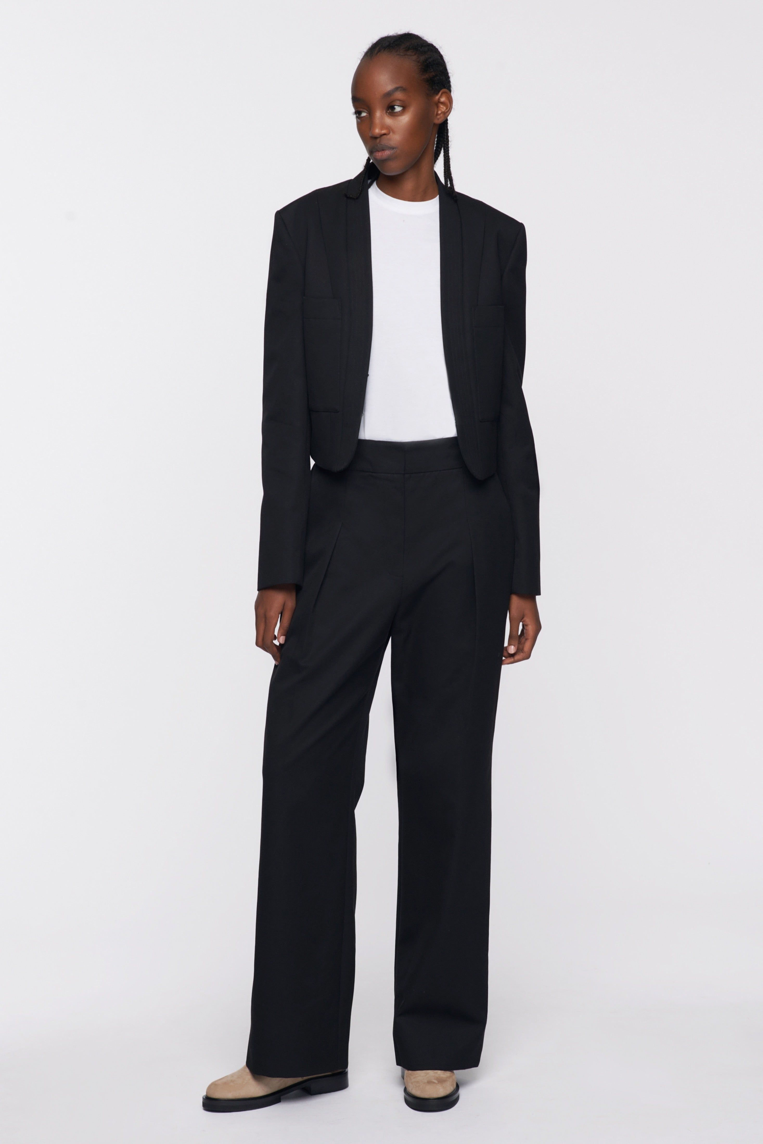 Women's Short-Waisted blazer in Black sold by Kotn