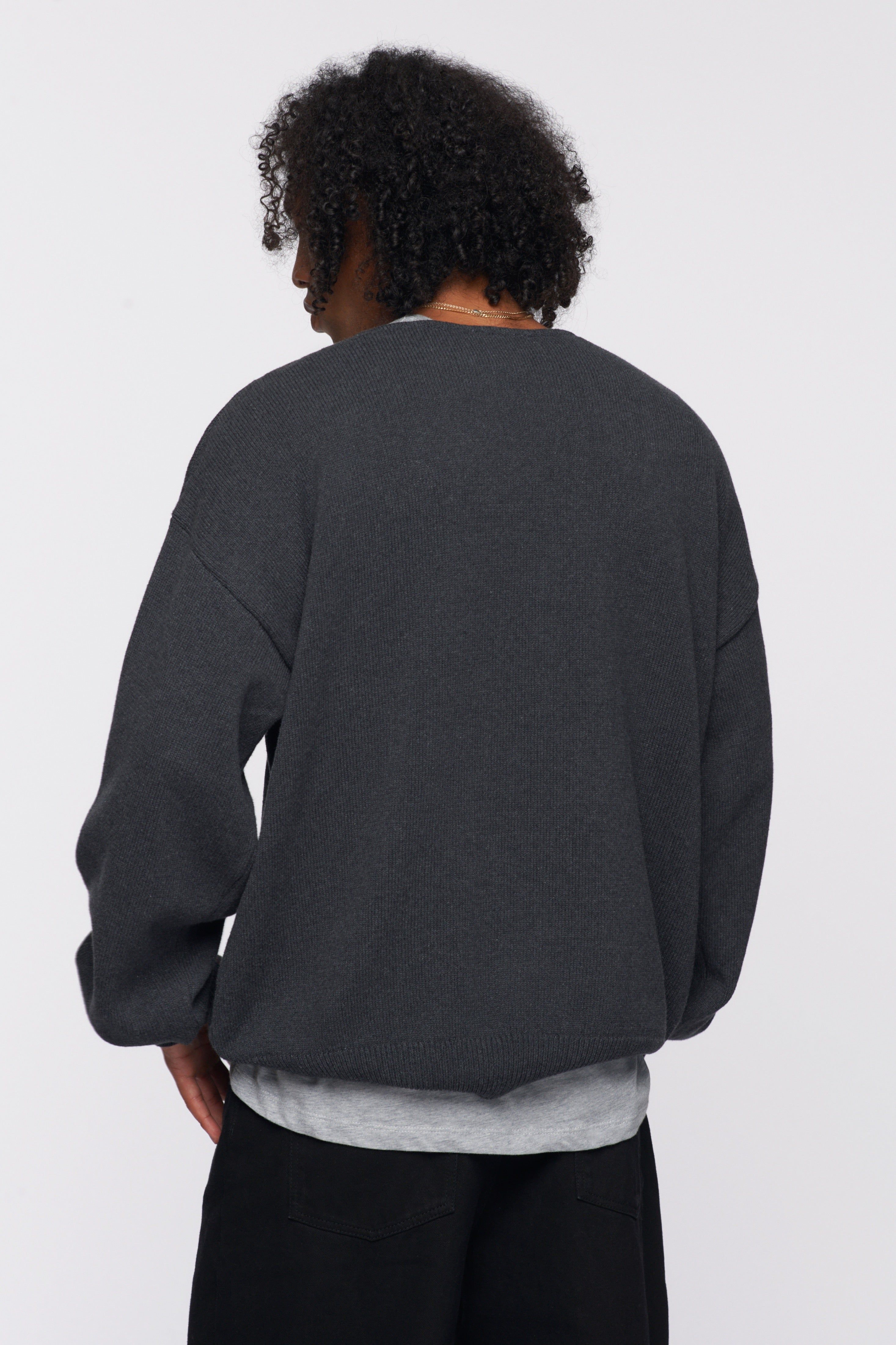 Men's Oversized V-Neck Sweater in Charcoal Melange sold by Kotn product image thumbnail 3