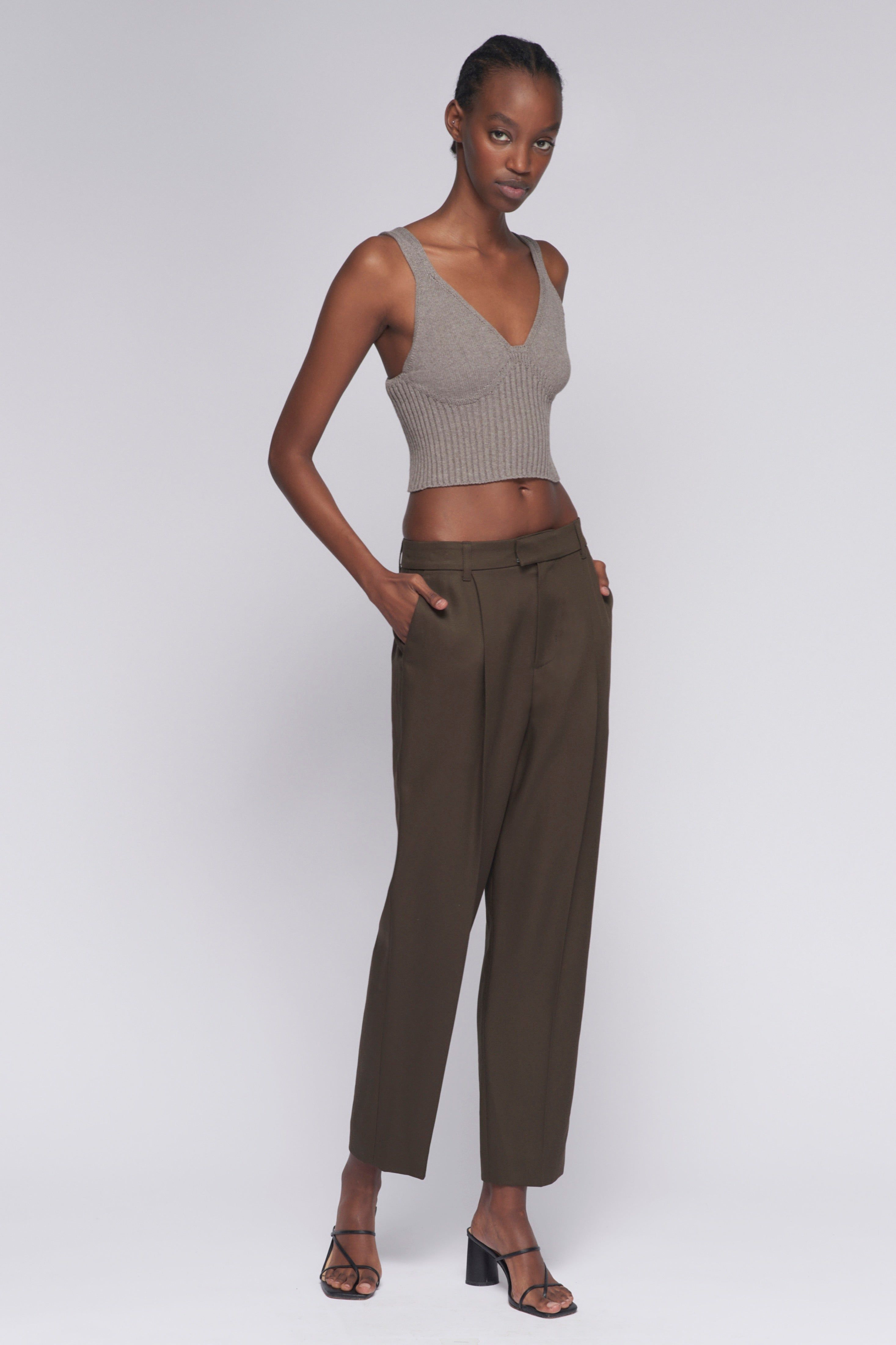 Women's Knit Crop Tank in Cappuccino sold by Kotn