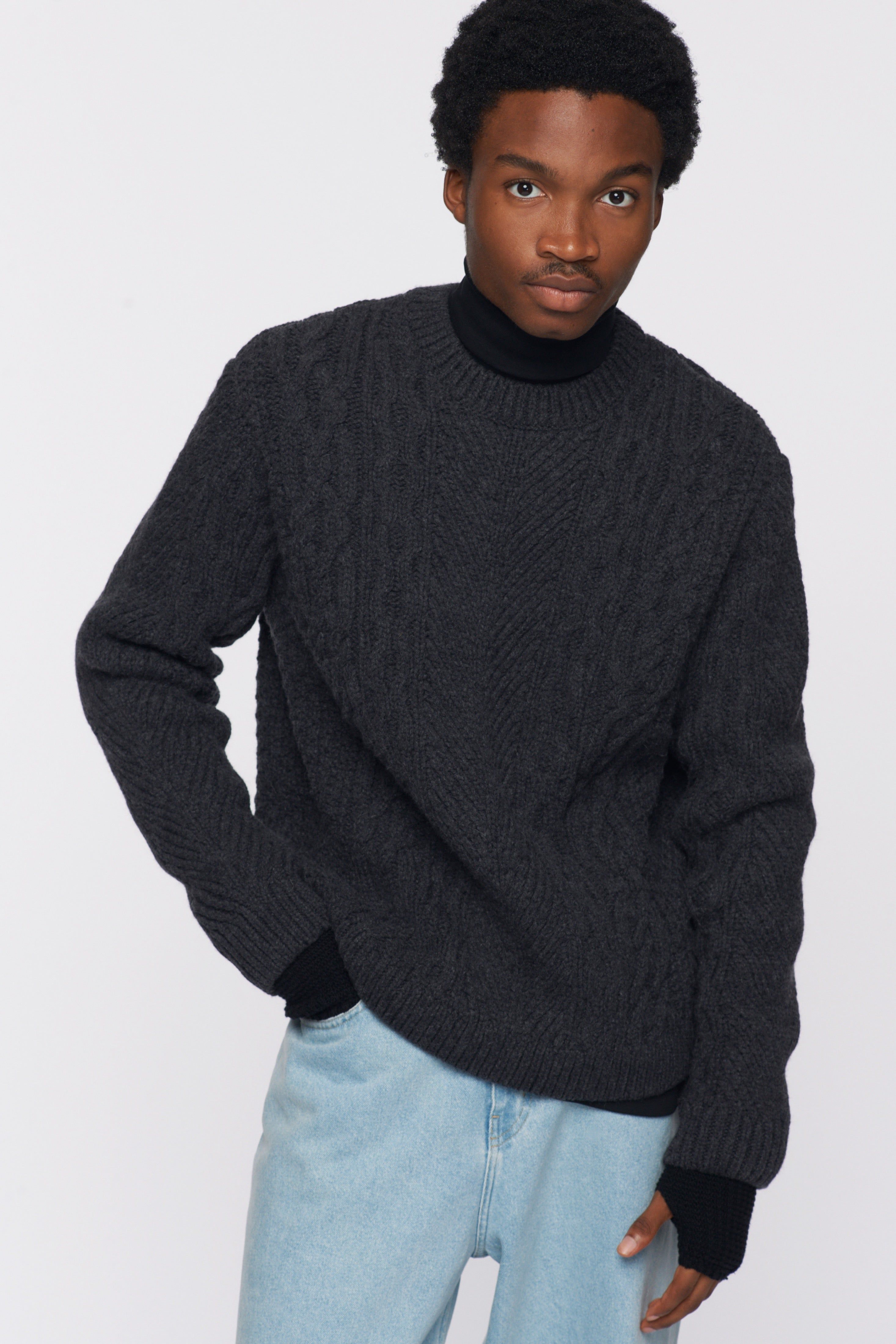 Men's Fisherman Sweater in Charcoal Melange sold by Kotn product image thumbnail 2