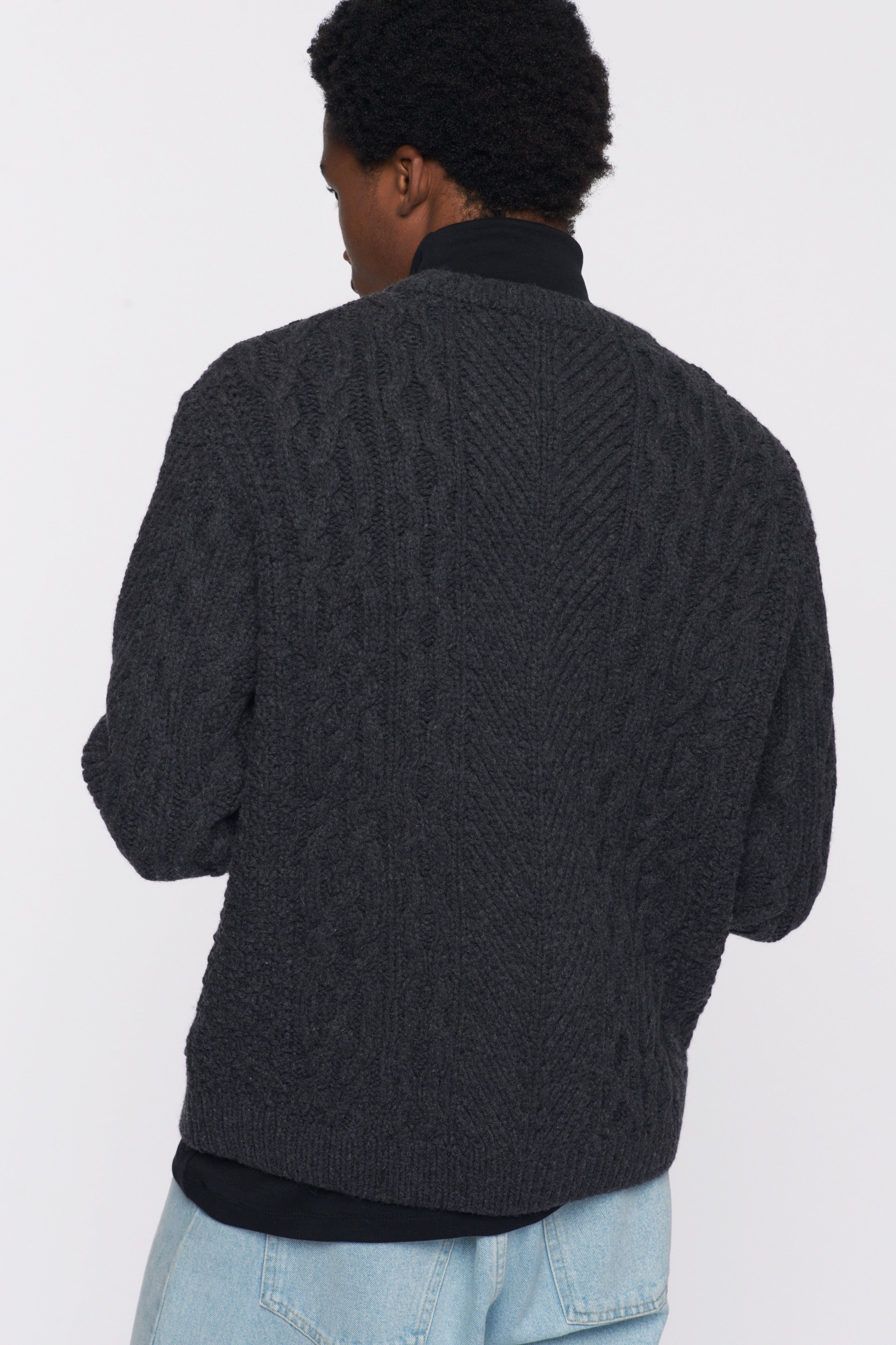 Men's Fisherman Sweater in Charcoal Melange sold by Kotn product image thumbnail 3