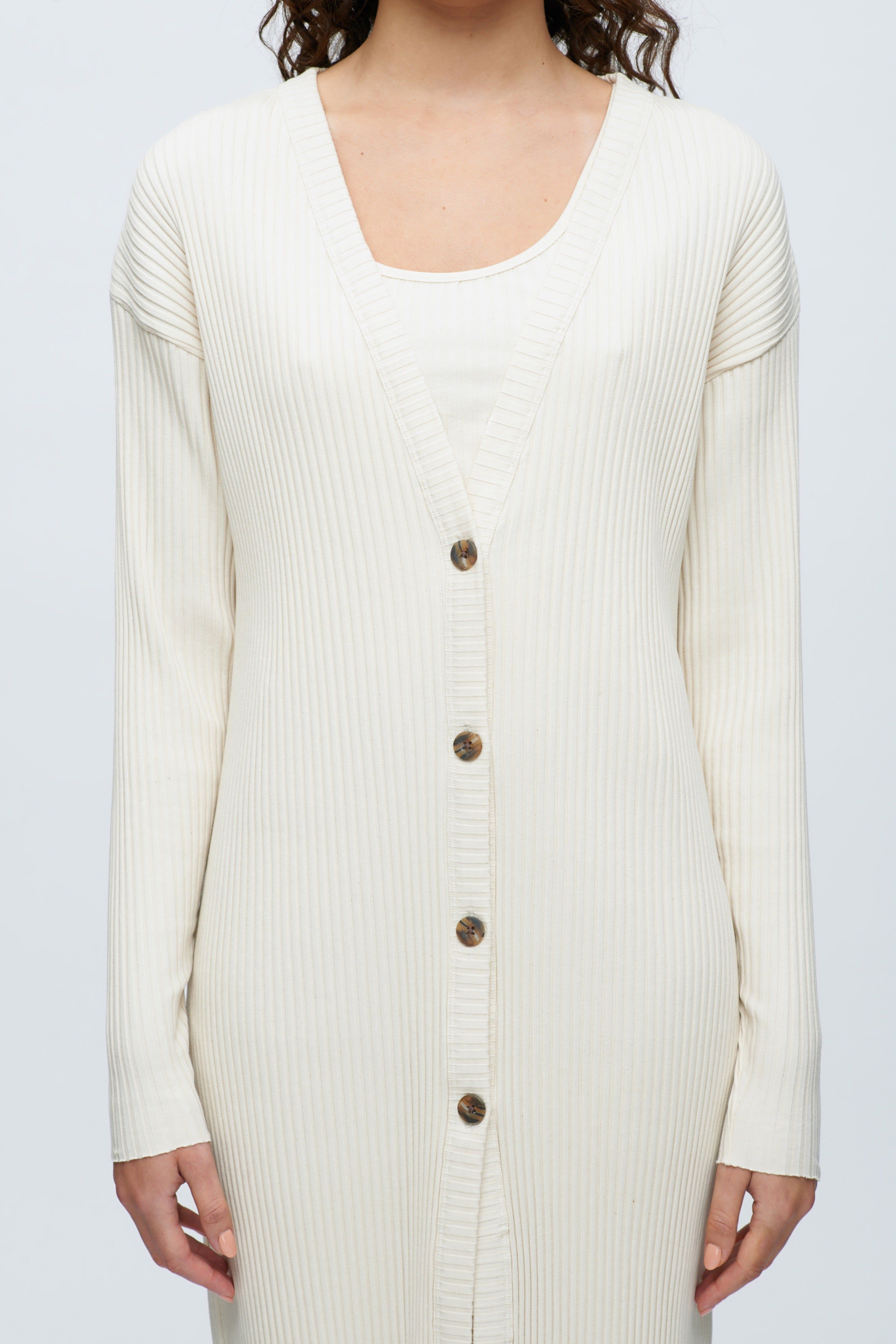 Women's Midi Ribbed Cardigan in Natural sold by Kotn product image thumbnail 5