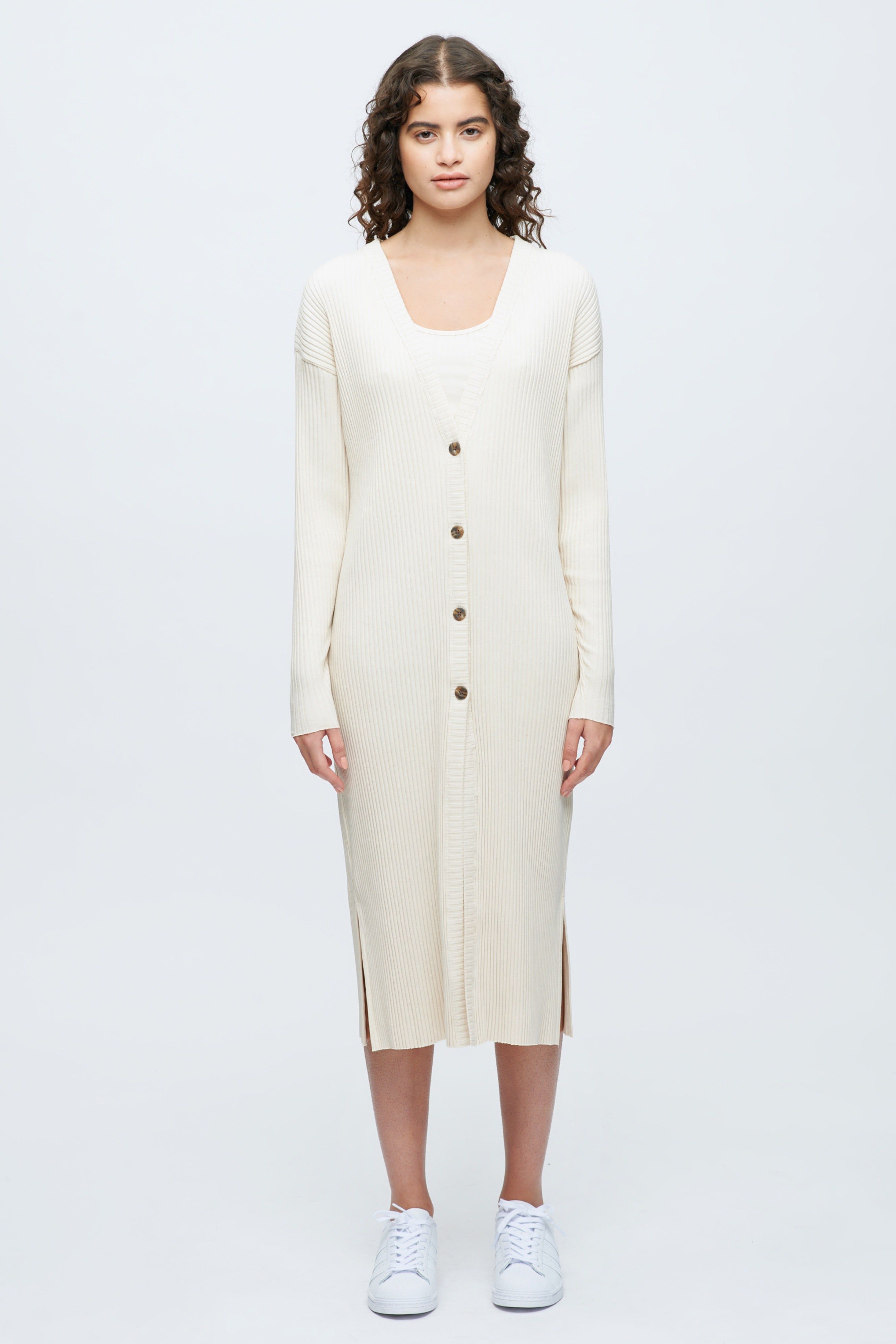 Women's Midi Ribbed Cardigan in Natural sold by Kotn