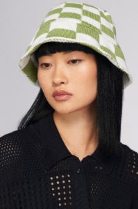 Crochet Bucket Hat in Faded Apple/Marshmallow sold by Kotn