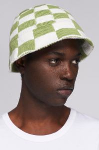 Crochet Bucket Hat in Faded Apple/Marshmallow sold by Kotn