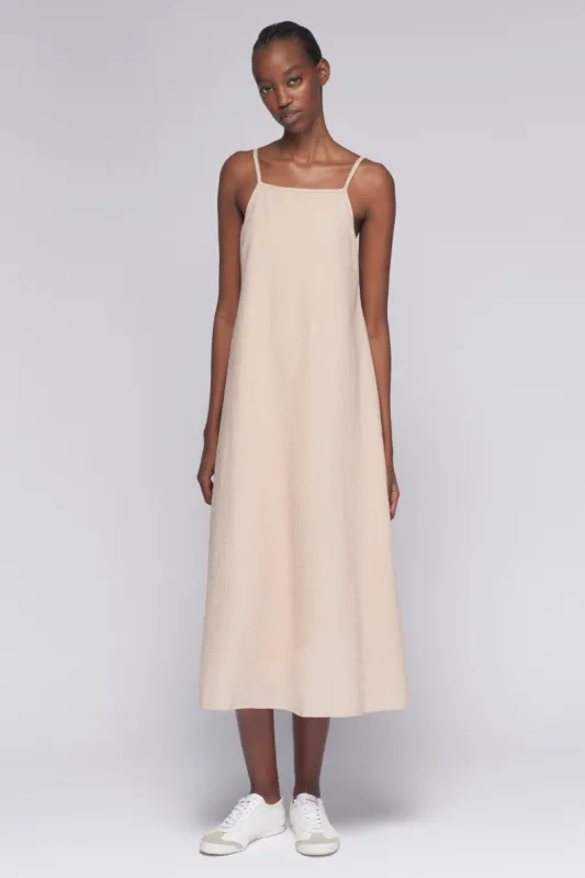 Women's Seersucker Dress in Desert sold by Kotn