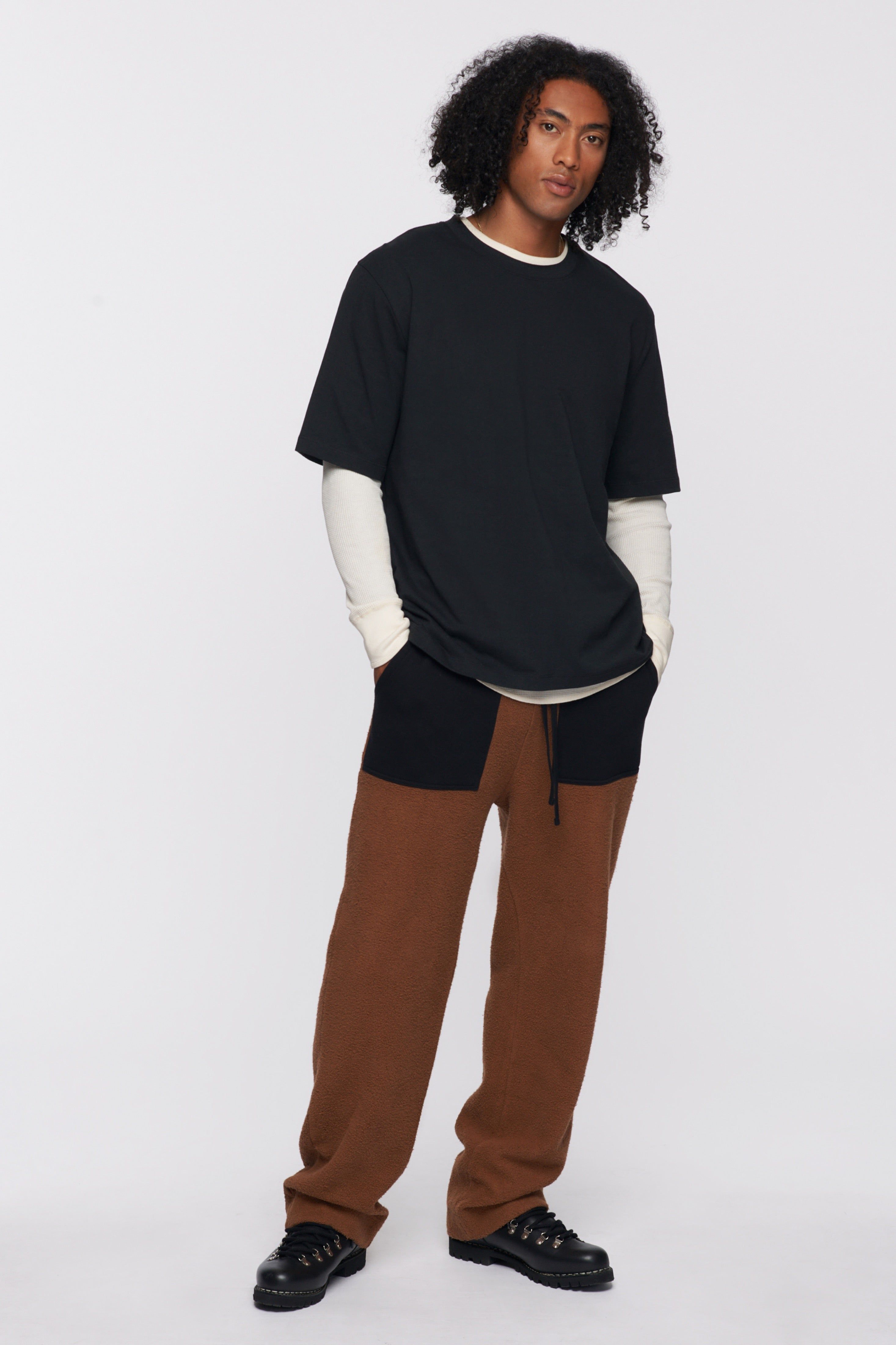 Unisex Reverse Fleece Pant in Acorn/Black sold by Kotn product image thumbnail 2