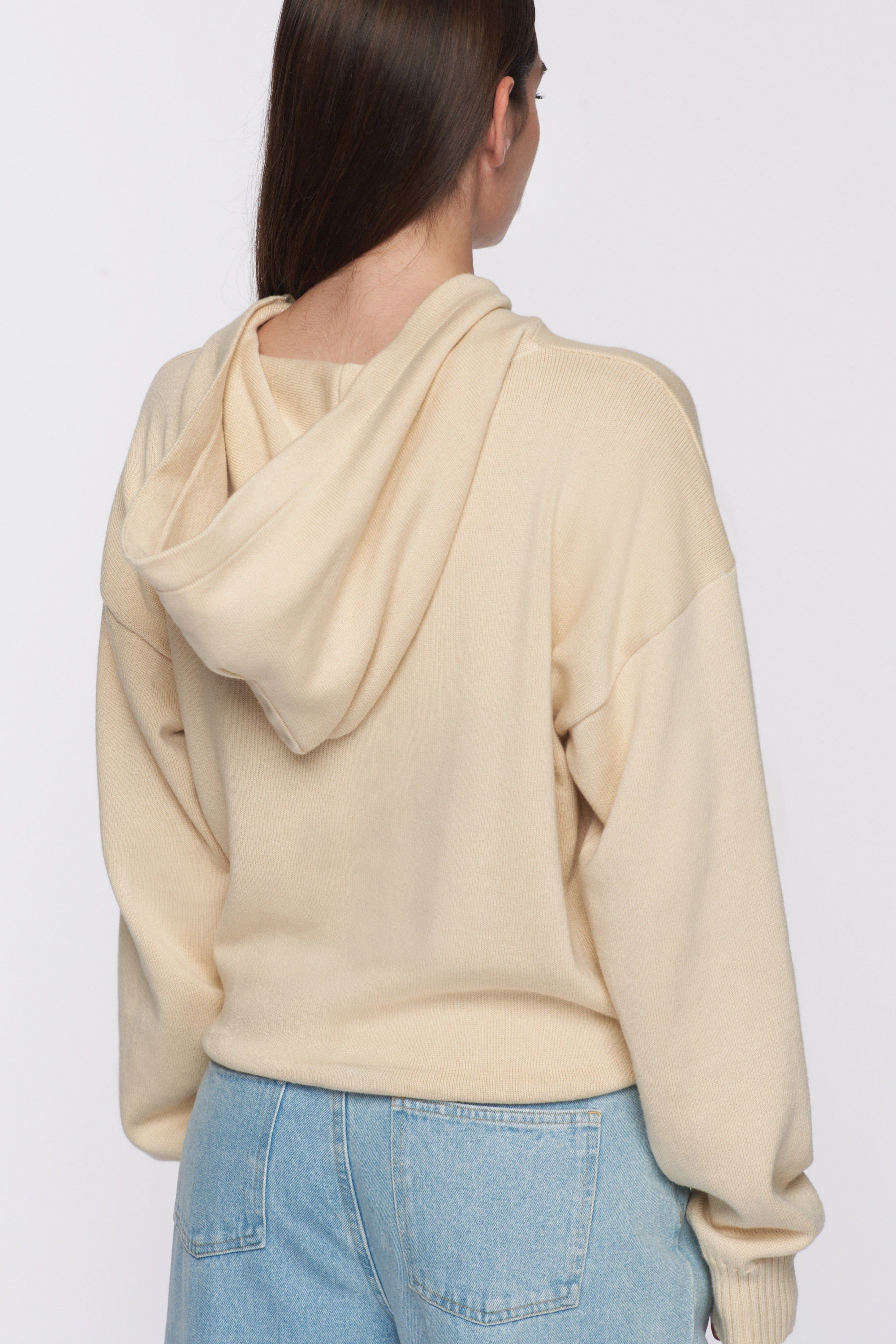 Unisex Fine Knit Hoodie in Alabaster sold by Kotn product image thumbnail 4
