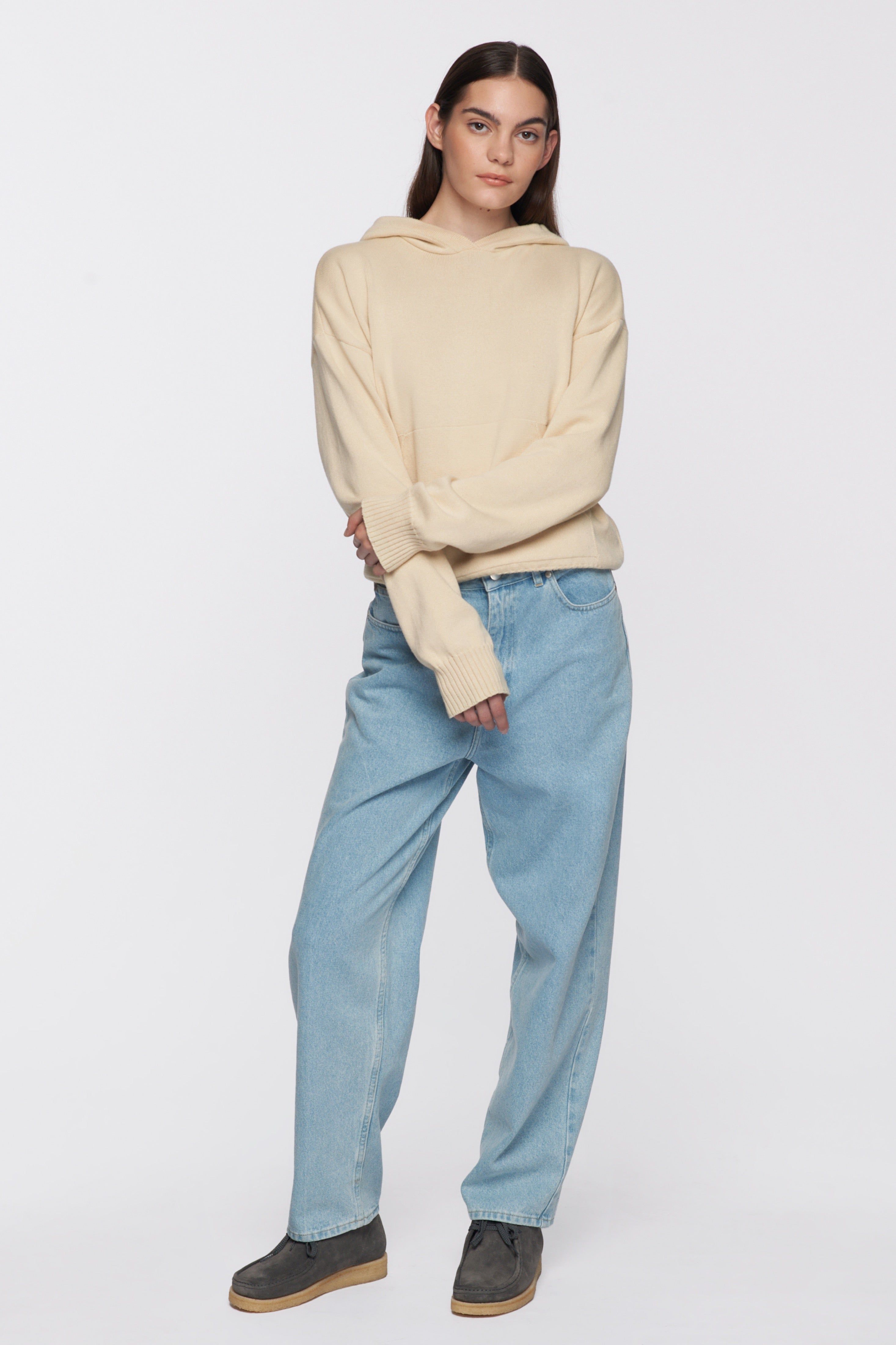 Unisex Fine Knit Hoodie in Alabaster sold by Kotn