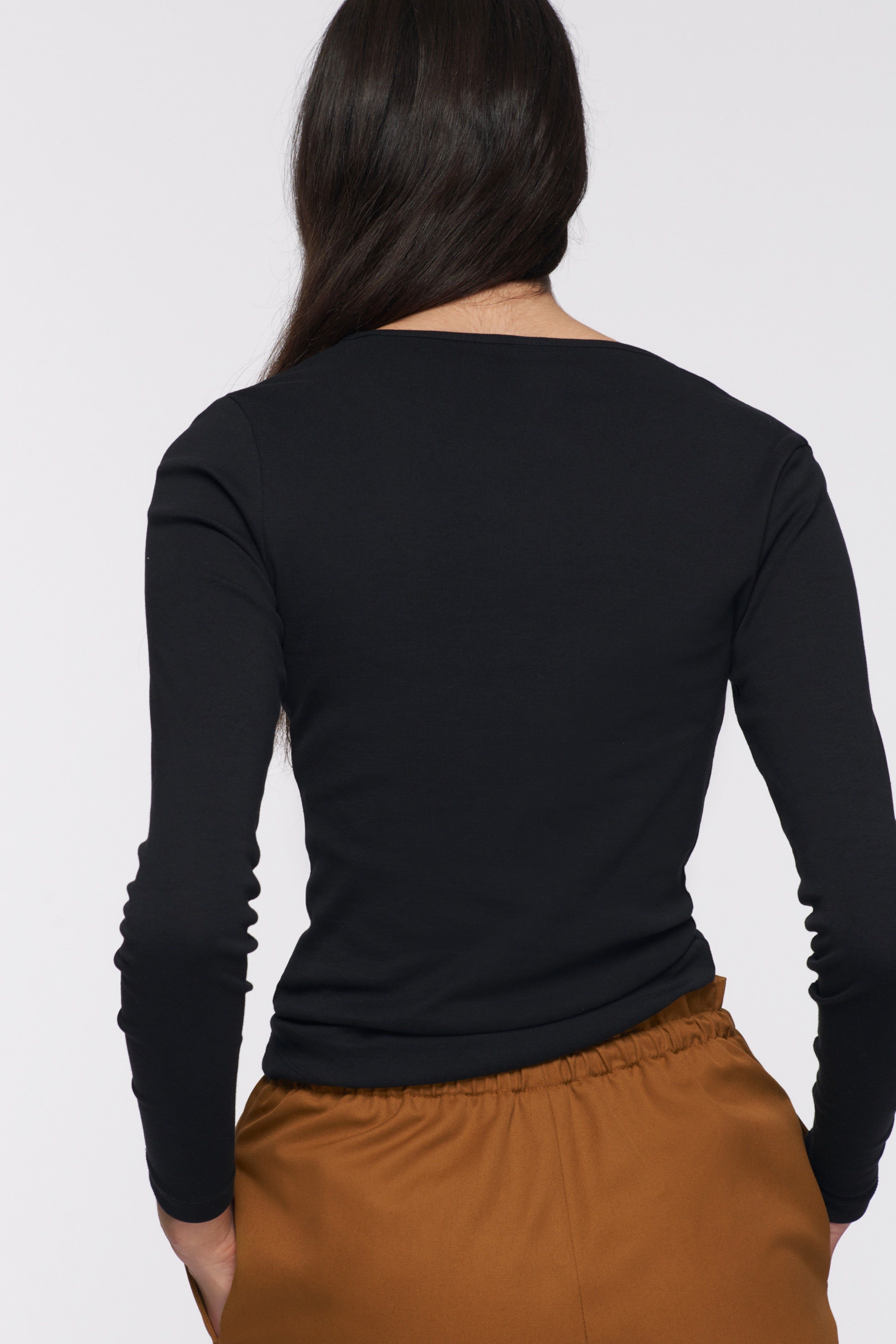 Women's Fitted V-neck Longsleeve in Black sold by Kotn product image thumbnail 3