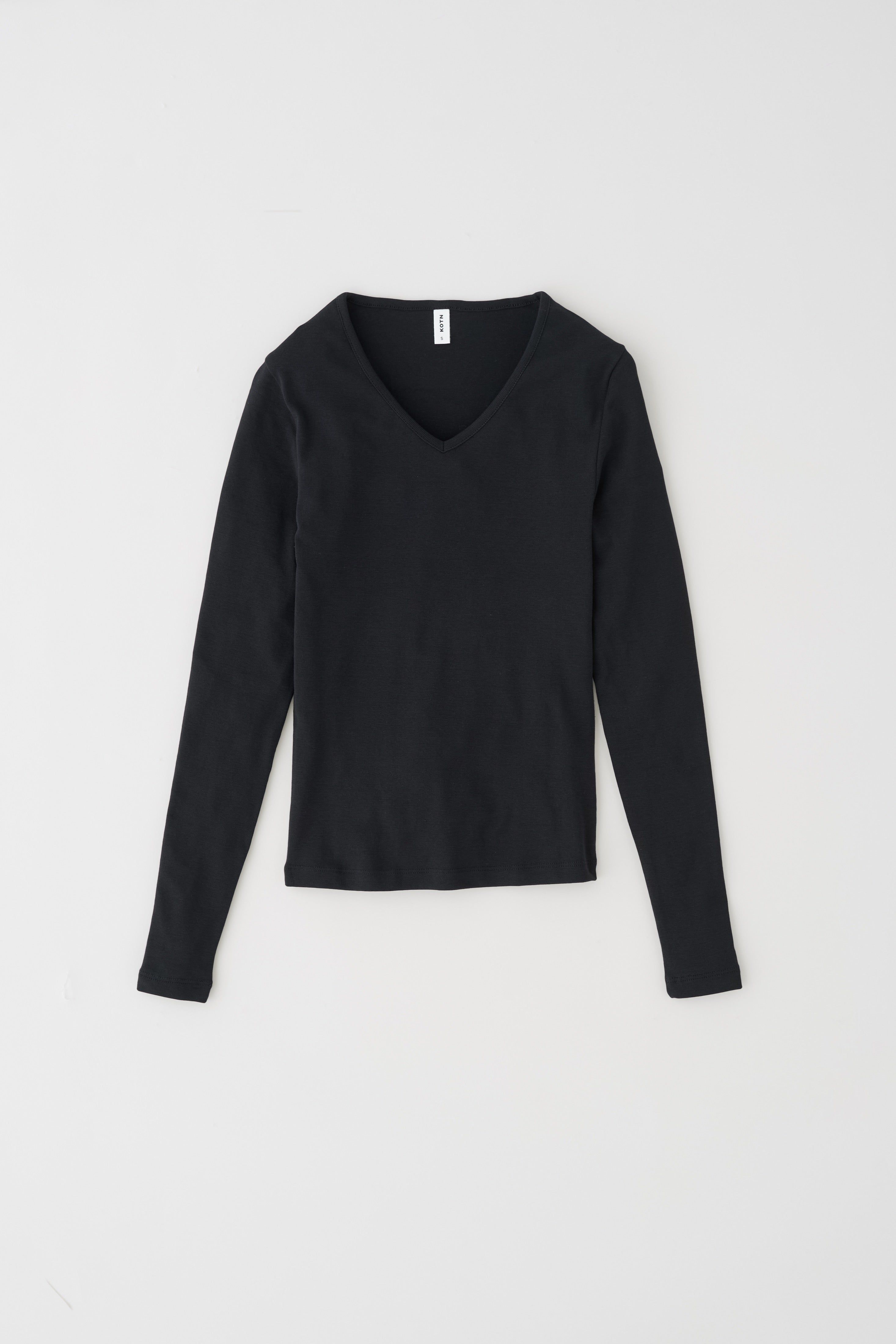 Women's Fitted V-neck Longsleeve in Black sold by Kotn product image thumbnail 5