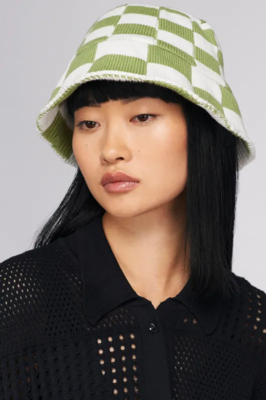 Crochet Bucket Hat in Faded Apple/Marshmallow sold by Kotn