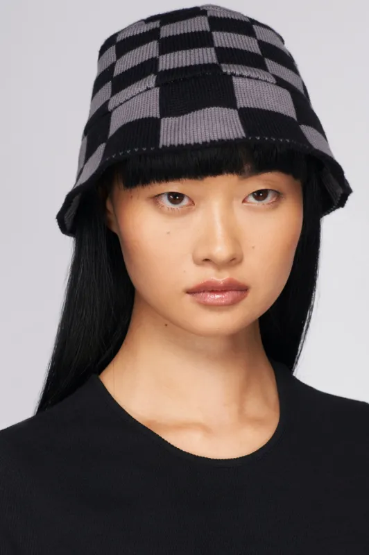 Crochet Bucket Hat in Storm/Black sold by Kotn