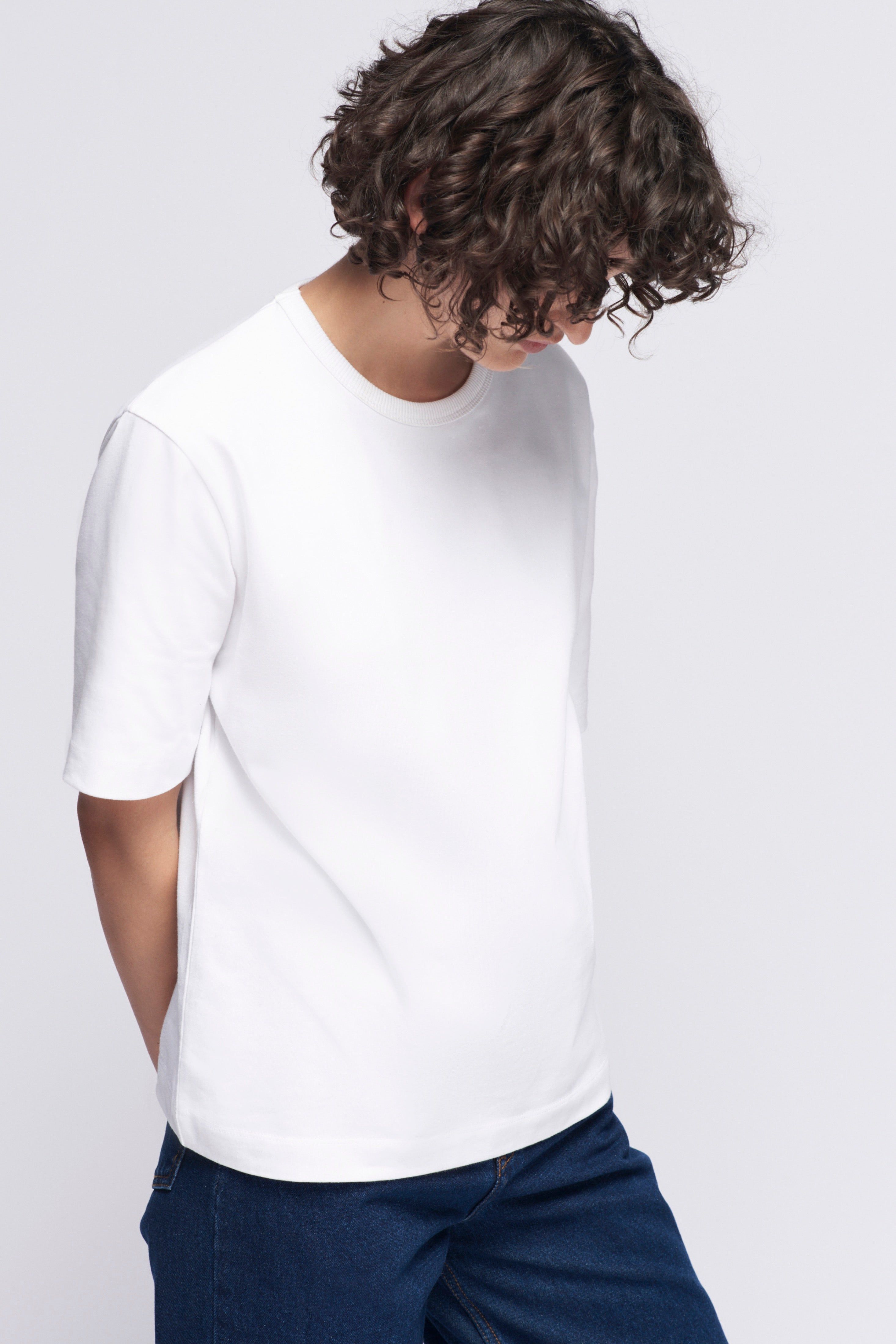 Unisex Heavyweight Box Crew in White sold by Kotn product image thumbnail 4