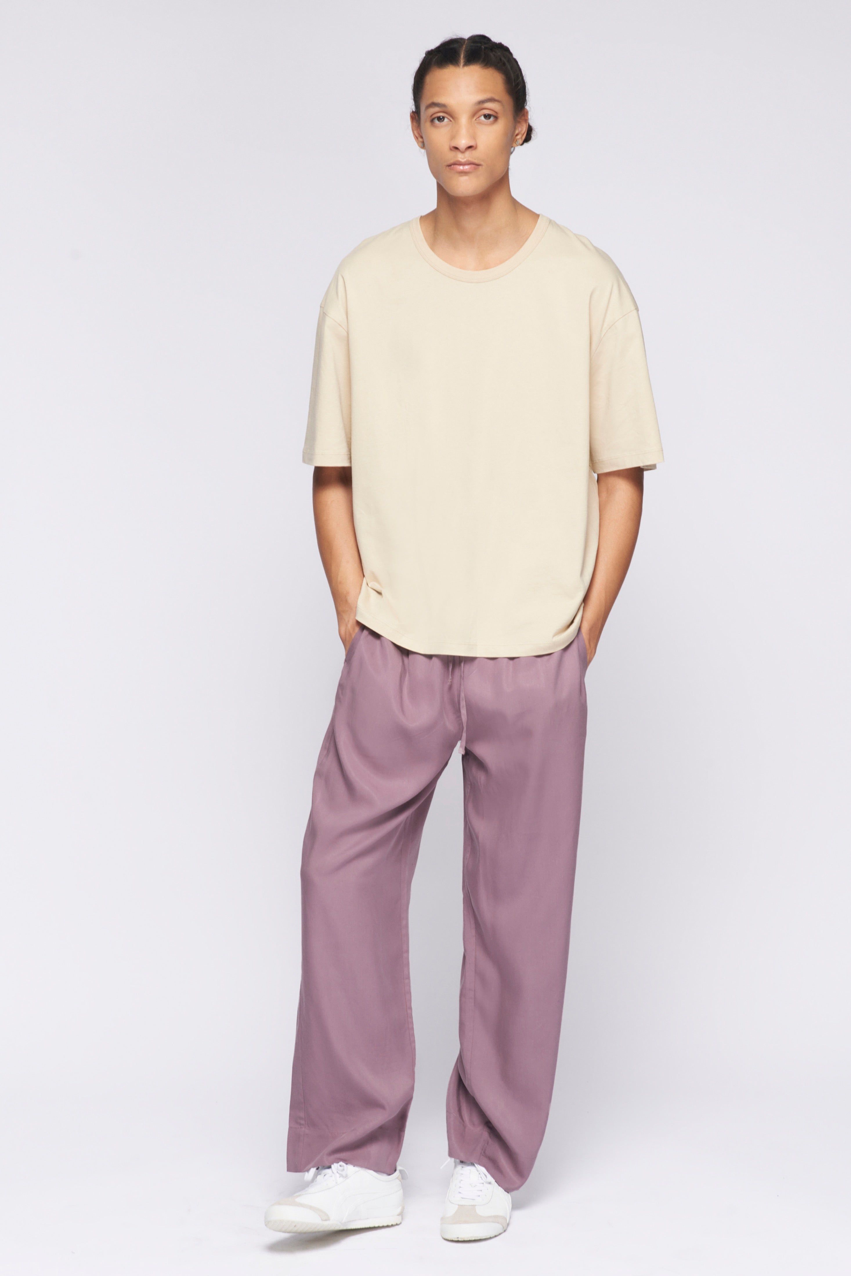 Men's Relaxed Crew in White Sand sold by Kotn