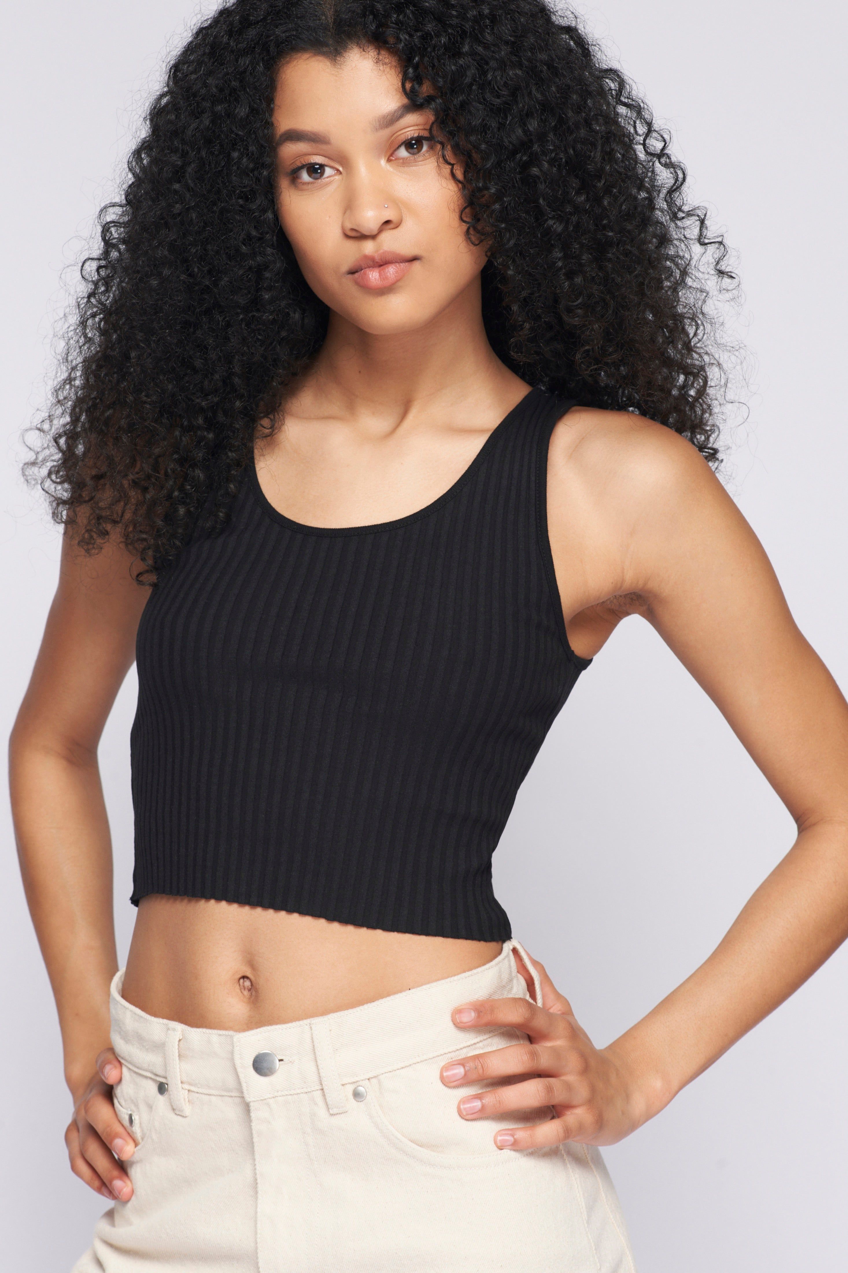 Women's Rib Crop Tank in Black sold by Kotn product image thumbnail 2