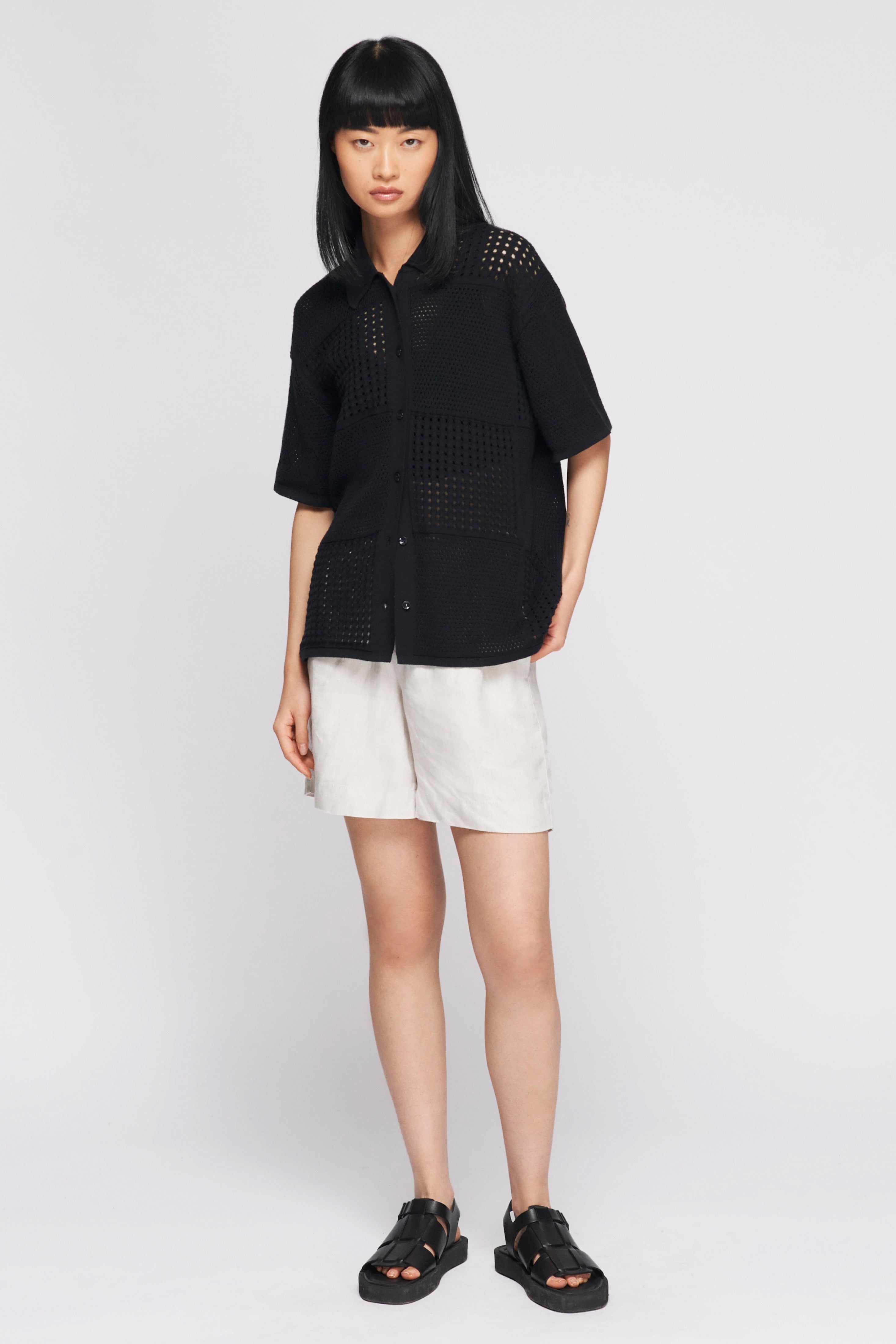 Women's Alexandria Shirt in Black sold by Kotn