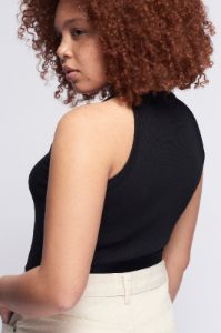Women's Rib Racer Tank in Black sold by Kotn
