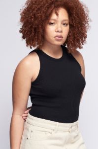 Women's Rib Racer Tank in Black sold by Kotn