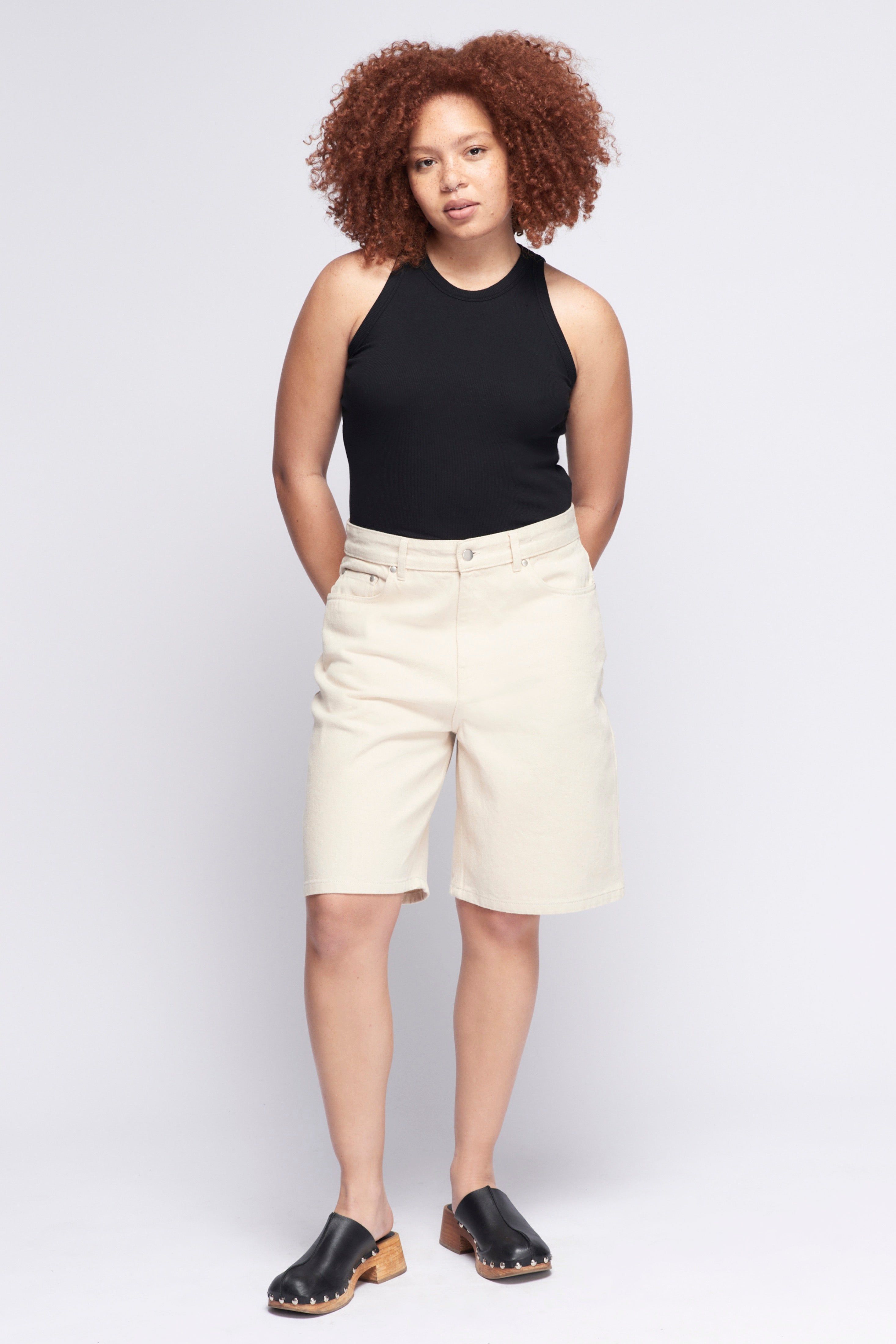 Women's Rib Racer Tank in Black sold by Kotn